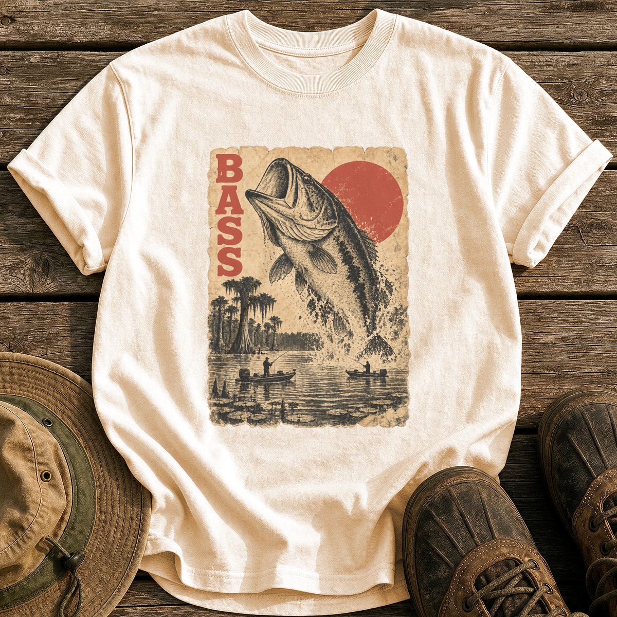 Bass Monster Poster tee - Ivory - front
