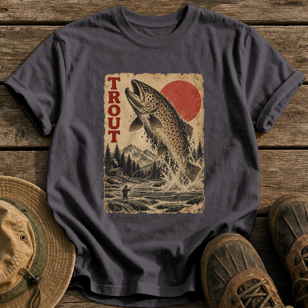 Trout Monster Poster tee - Graphite - front