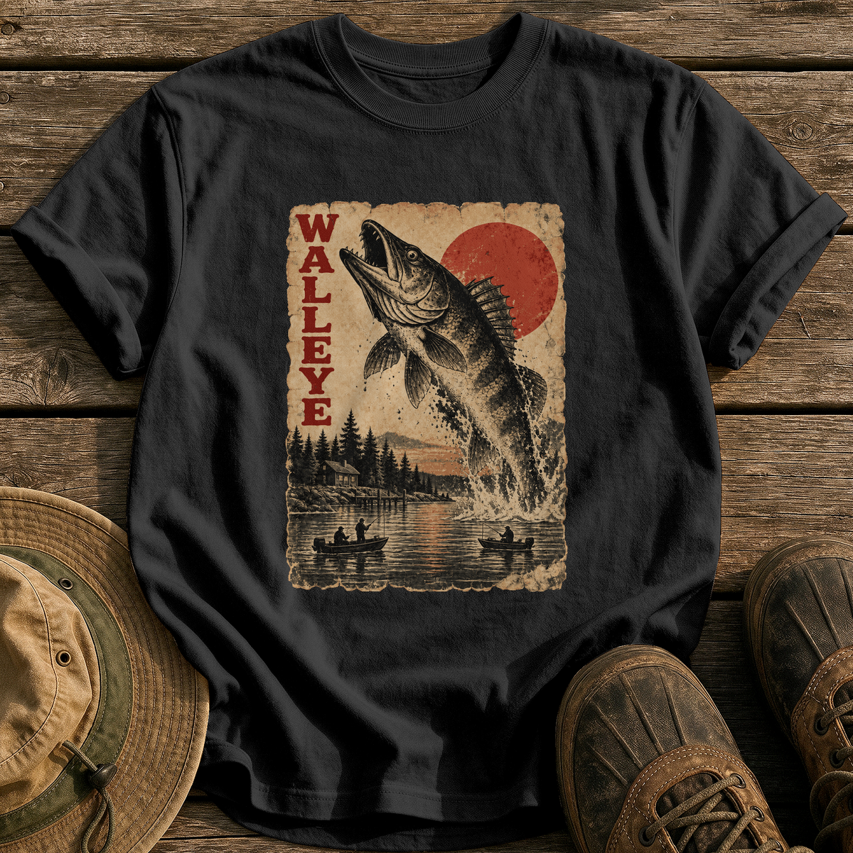 Walleye Monster Poster tee - Black - front