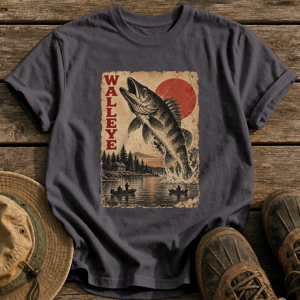 Walleye Monster Poster tee - Graphite - front