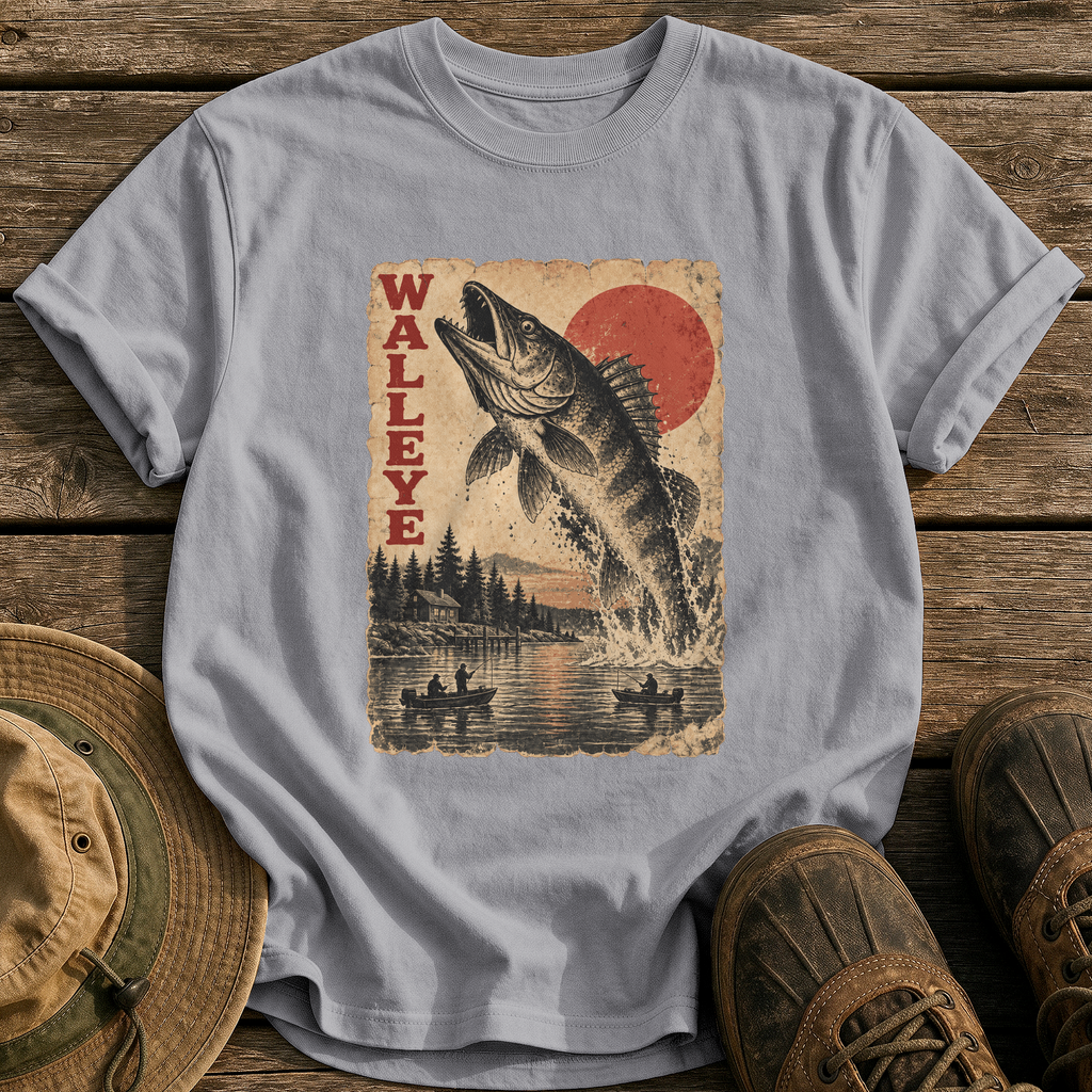 Walleye Monster Poster tee - Grey - front