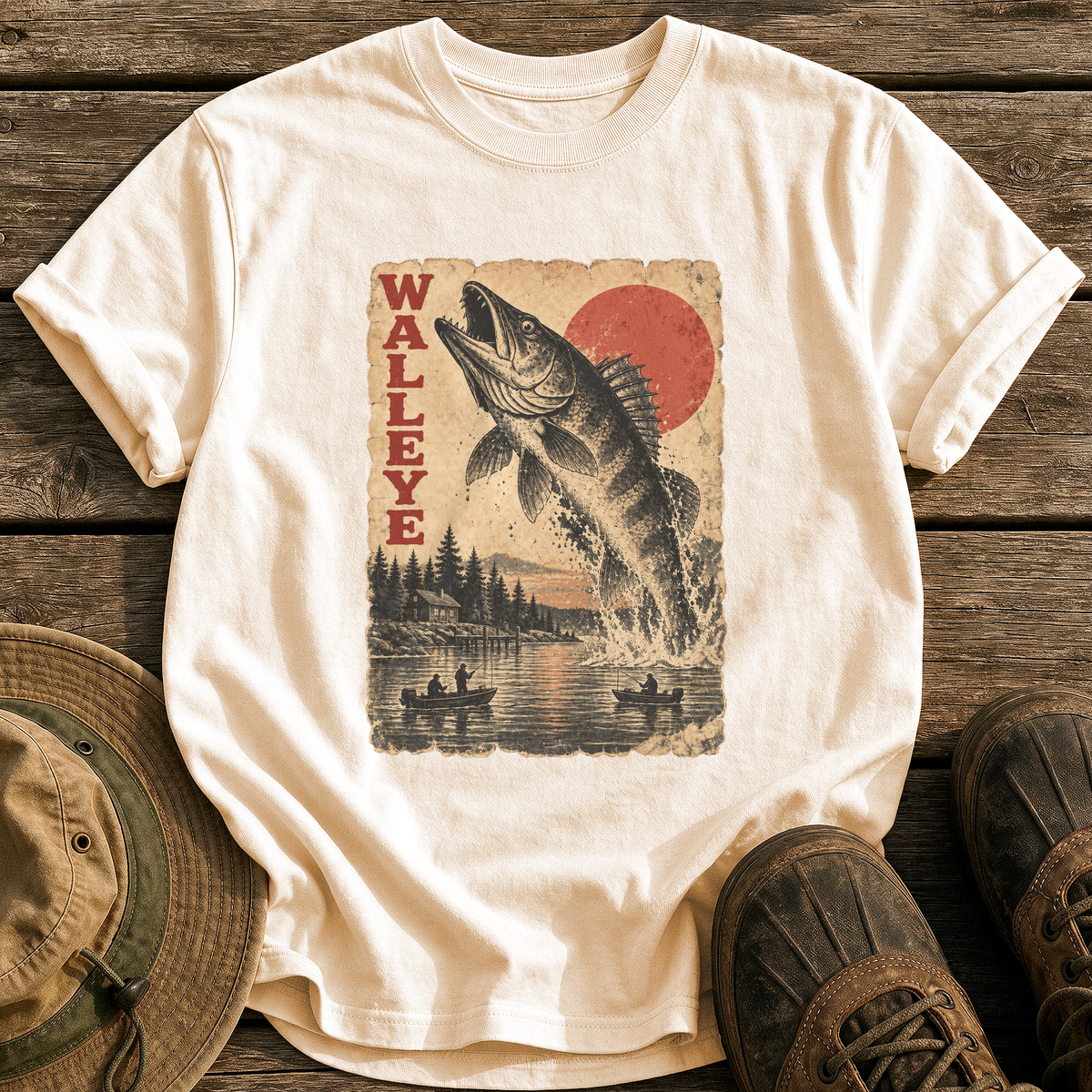 Walleye Monster Poster tee - Ivory - front