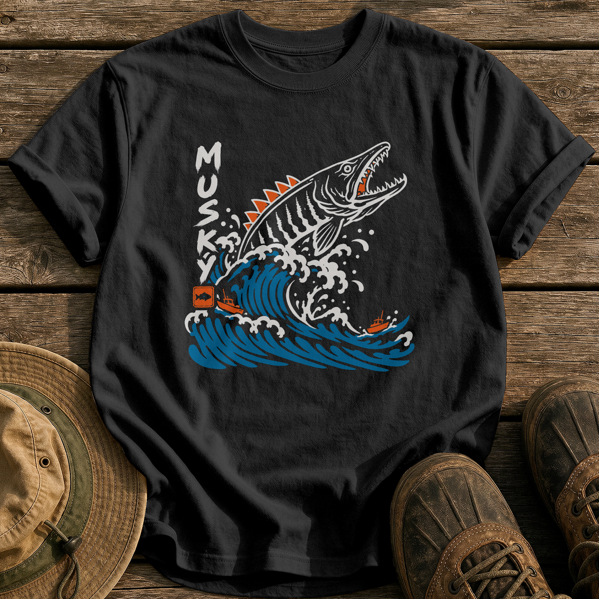 Musky Wave Monster tee - Black - front