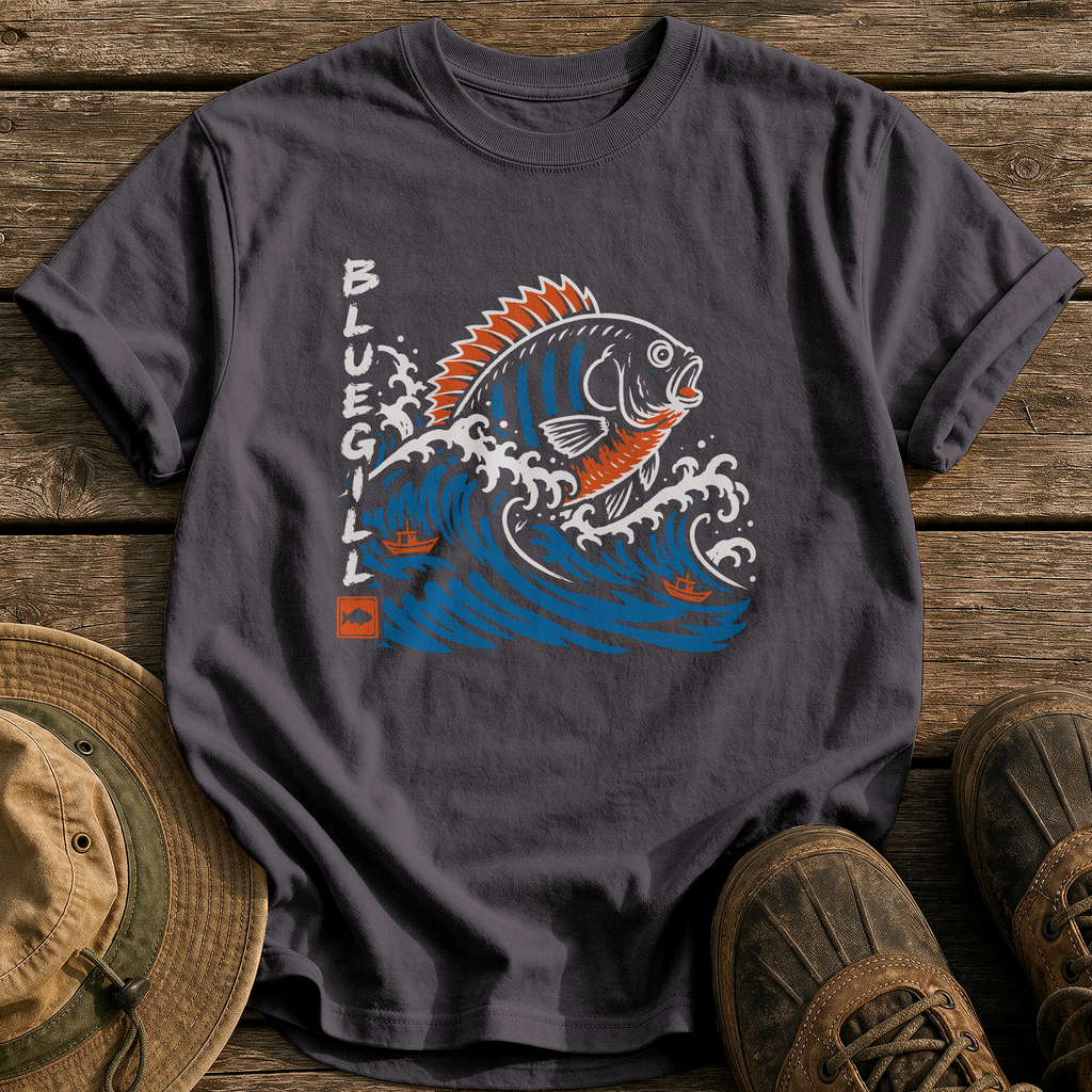 Bluegill Wave Monster tee - Graphite - front