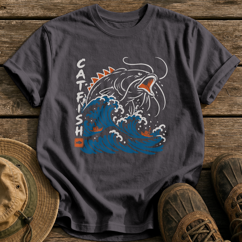 Catfish Wave Monster tee - Graphite - front