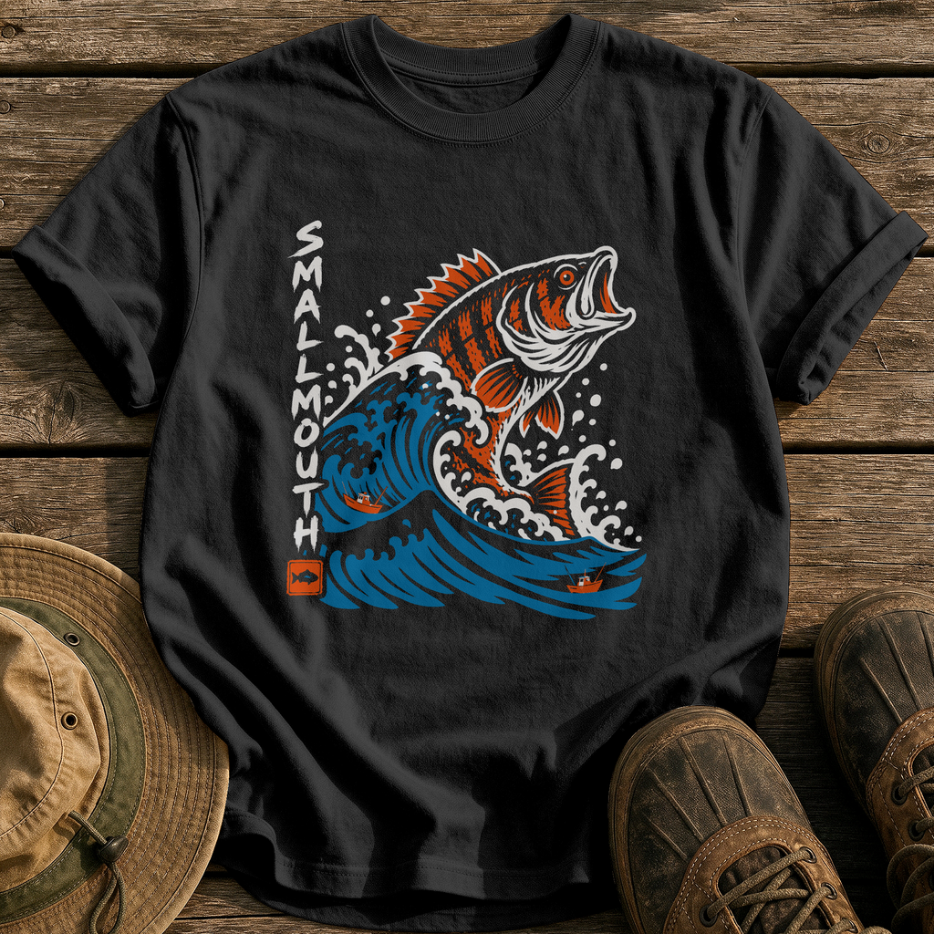 Smallmouth Wave Monster tee - Black - front