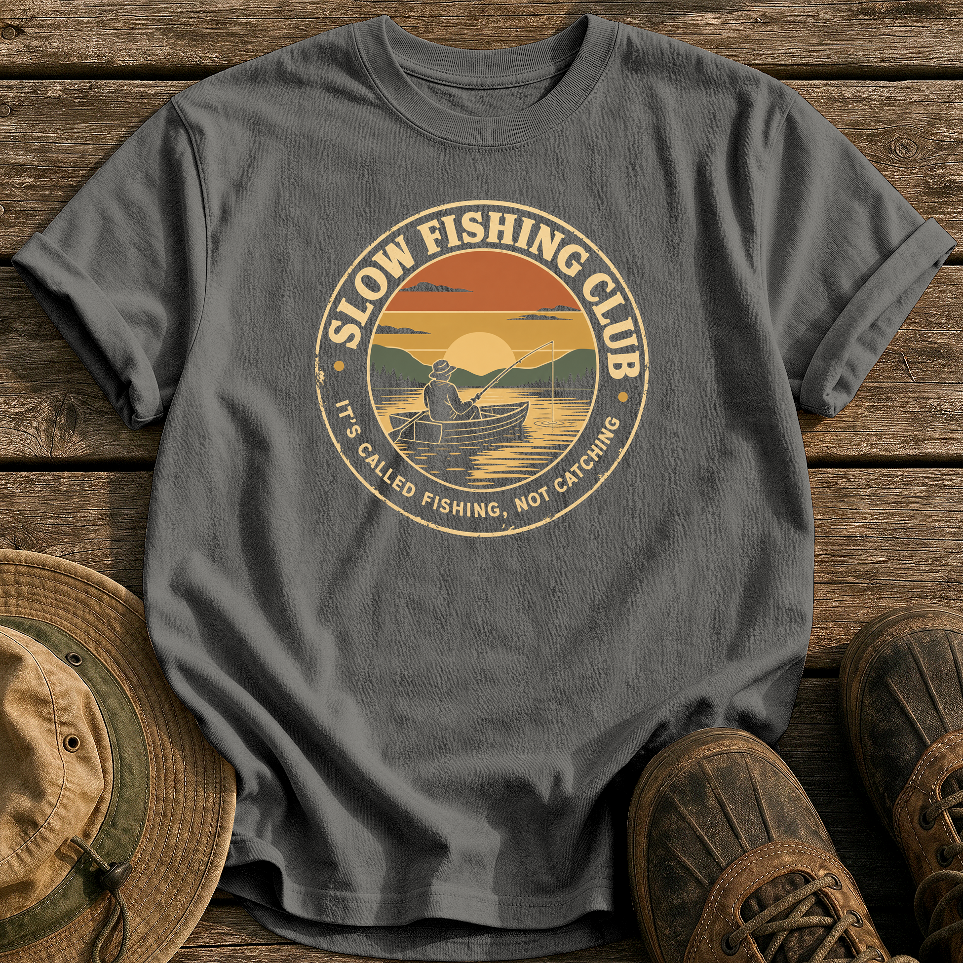 Slow Fishing Club tee - Pepper - front