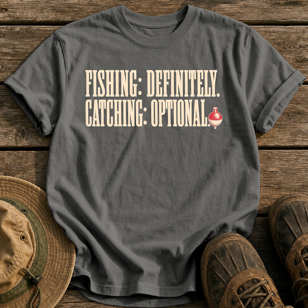 Fishing Definitely Catching Optional tee - Pepper - front