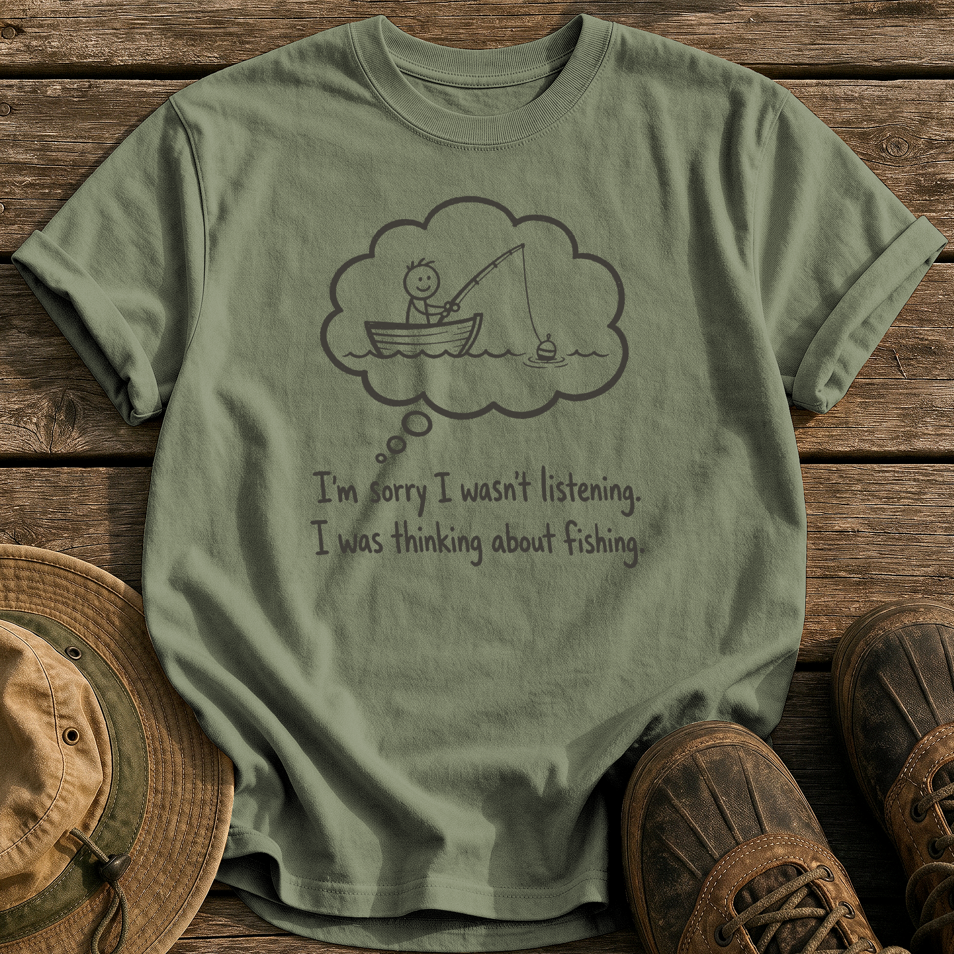Sorry, I Wasn't Listening tee - Sage - front