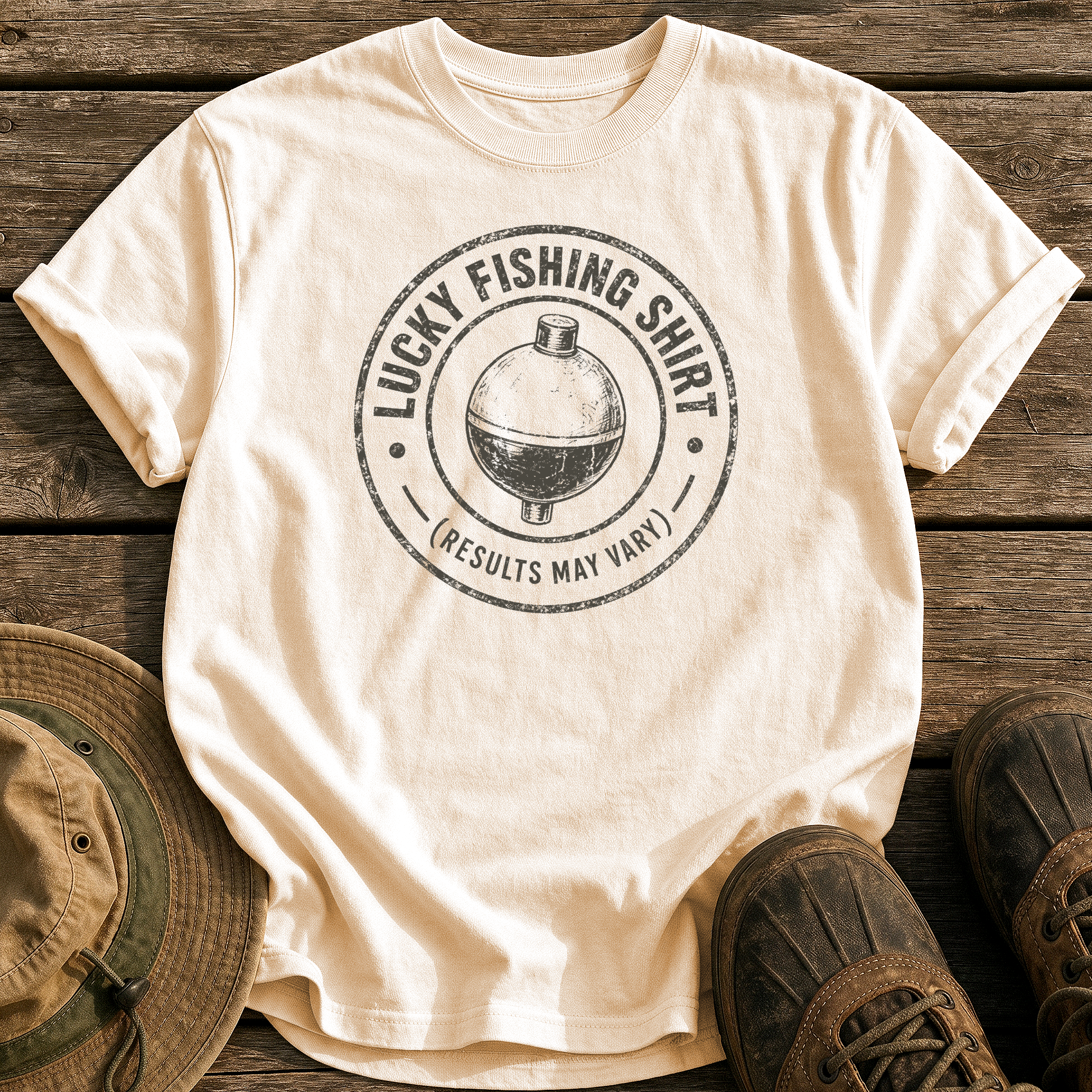 Lucky Fishing Shirt tee - Ivory - front