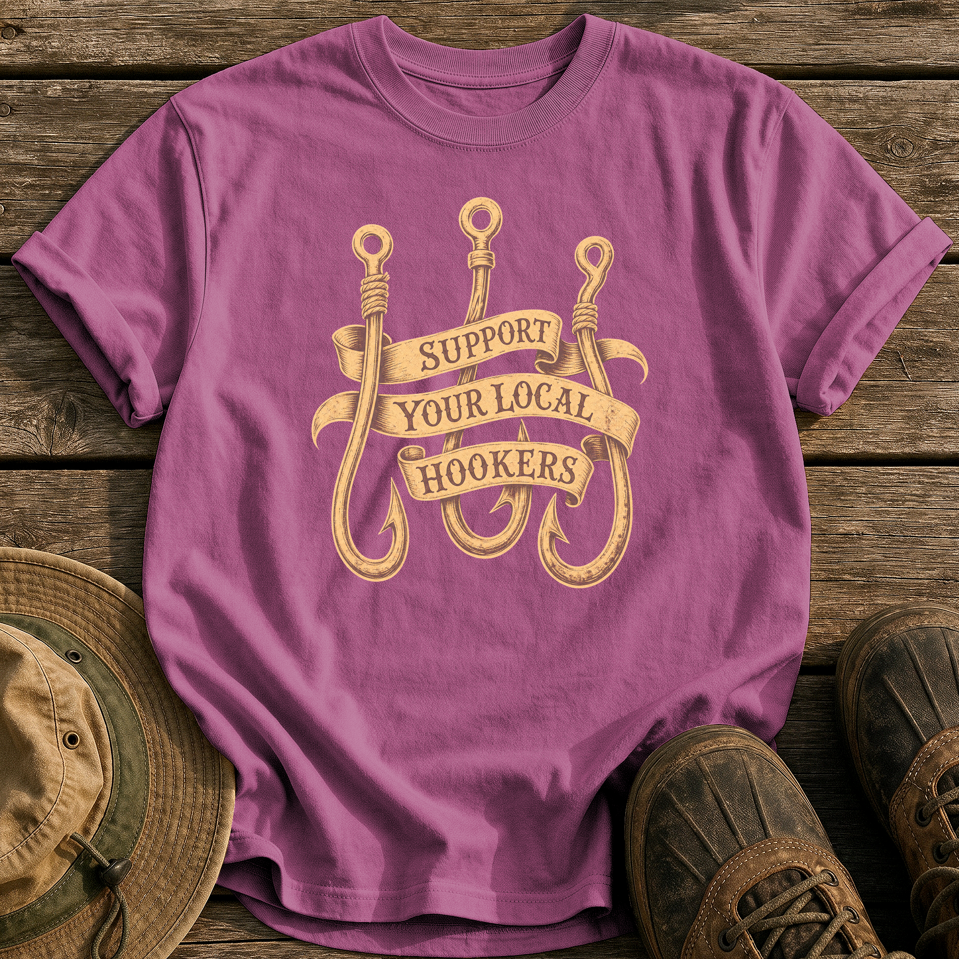 Support Your Local Hookers tee - Berry - front