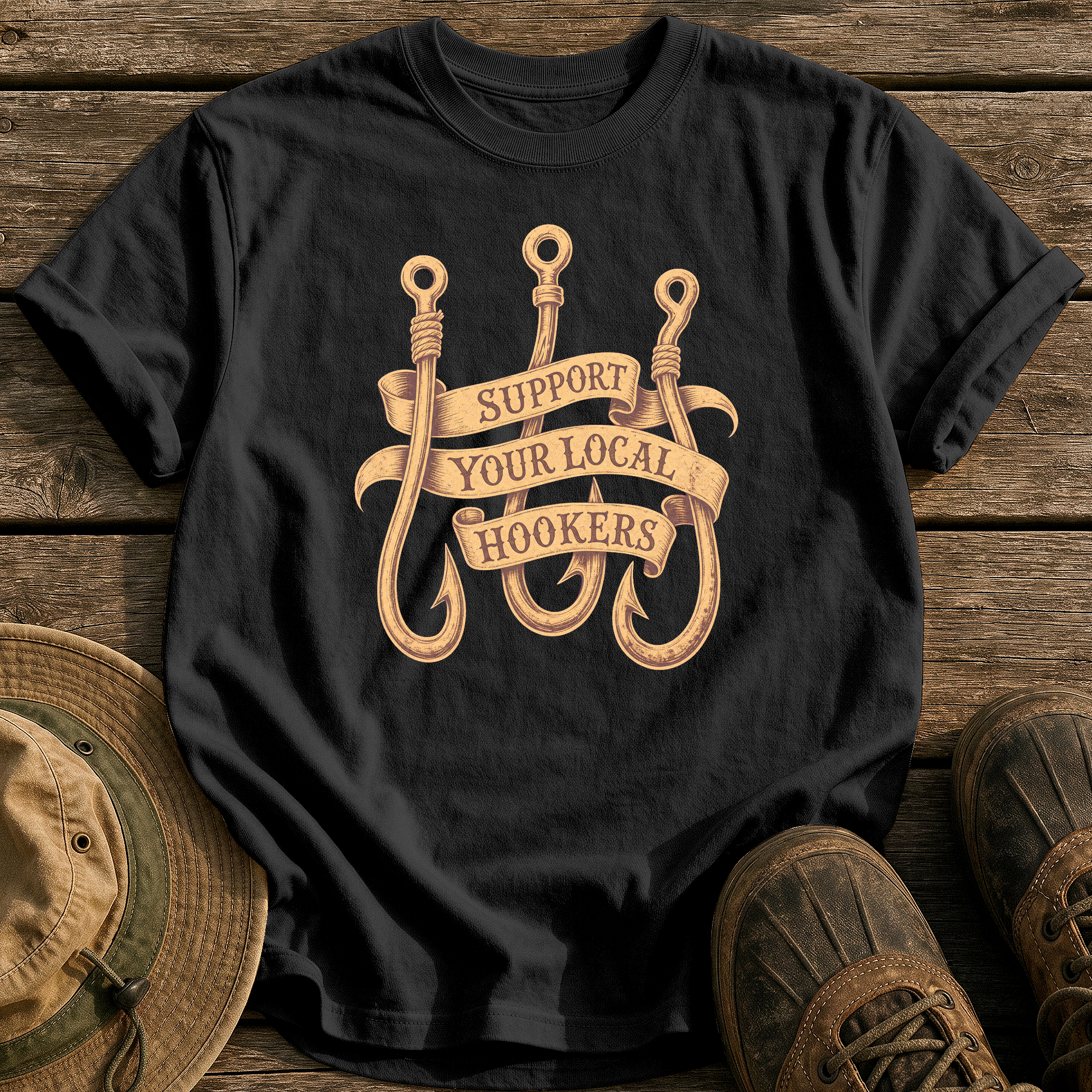 Support Your Local Hookers tee - Black - front