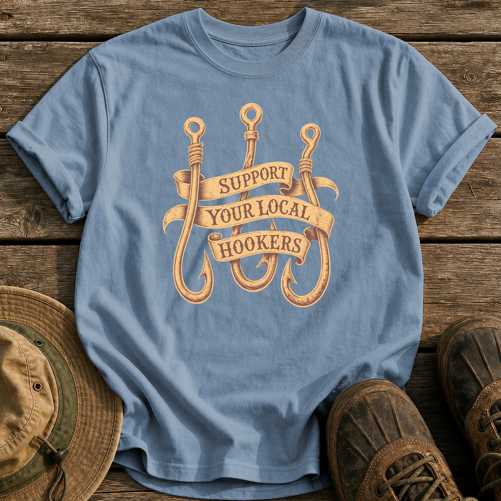 Support Your Local Hookers tee - Blue Jean - front