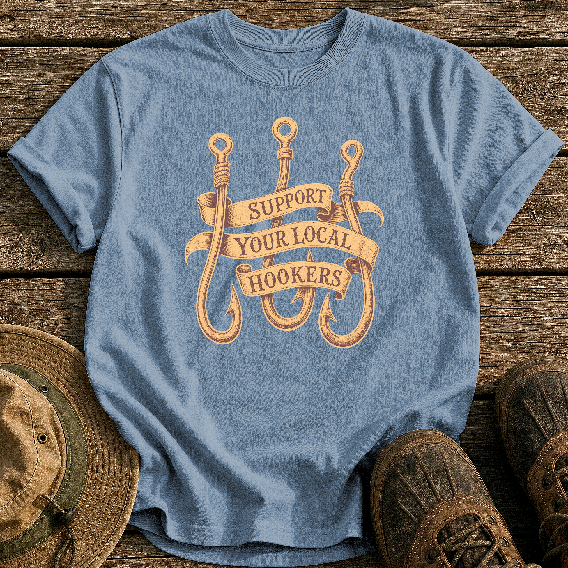 Support Your Local Hookers tee - Blue Jean - front