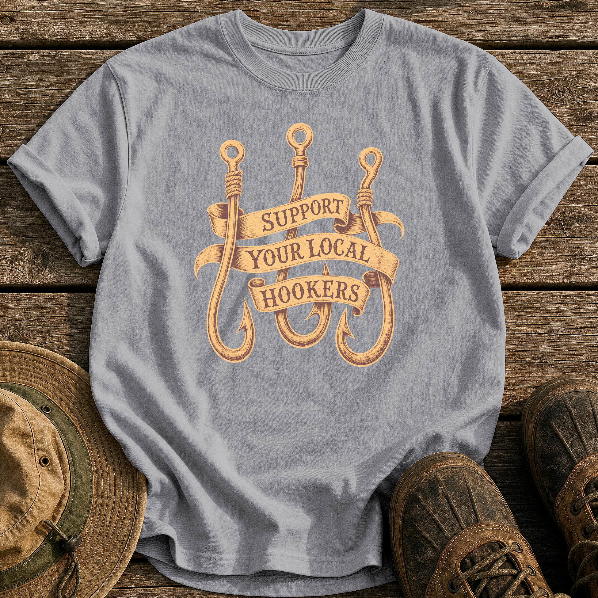 Support Your Local Hookers tee - Grey - front
