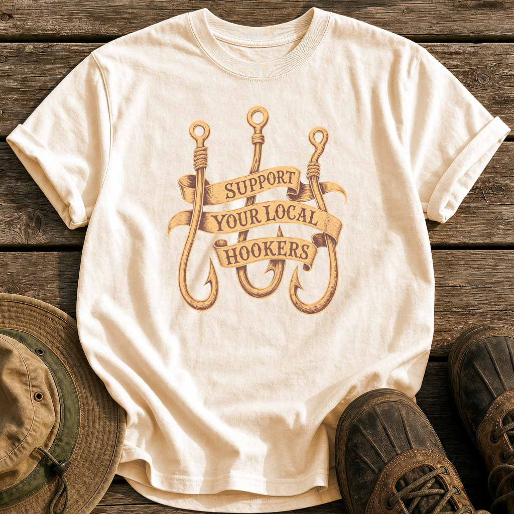 Support Your Local Hookers tee - Ivory - front