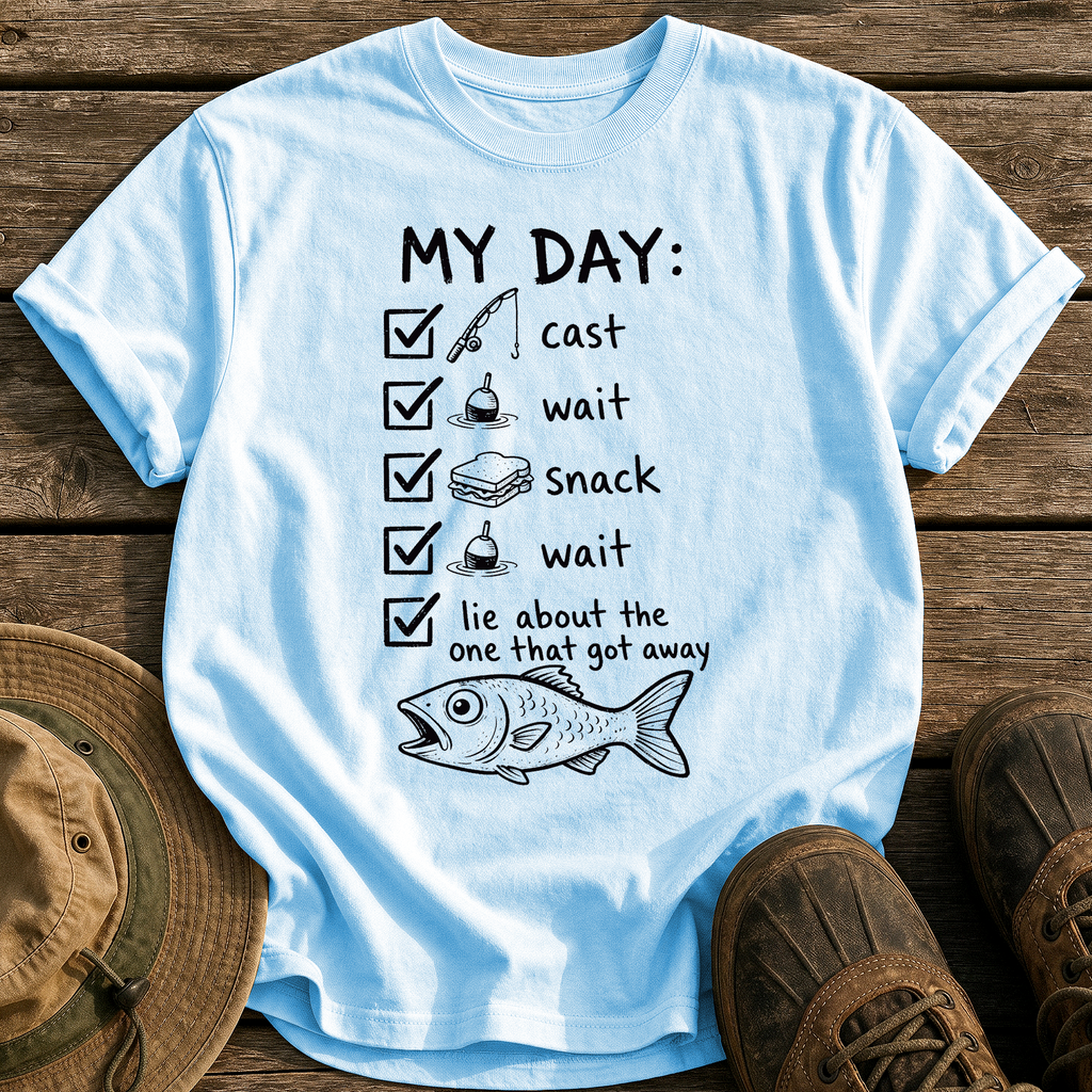 My Day Fishing Checklist tee - Chambray - front