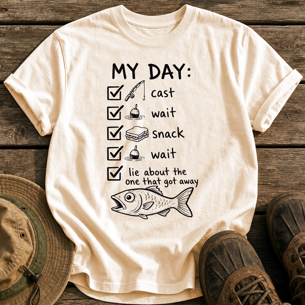 My Day Fishing Checklist tee - Ivory - front