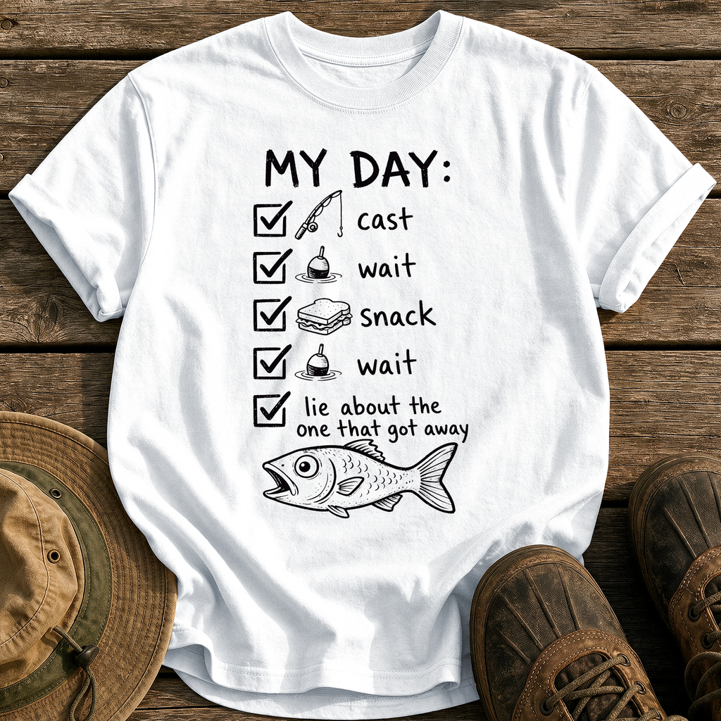 My Day Fishing Checklist tee - White - front