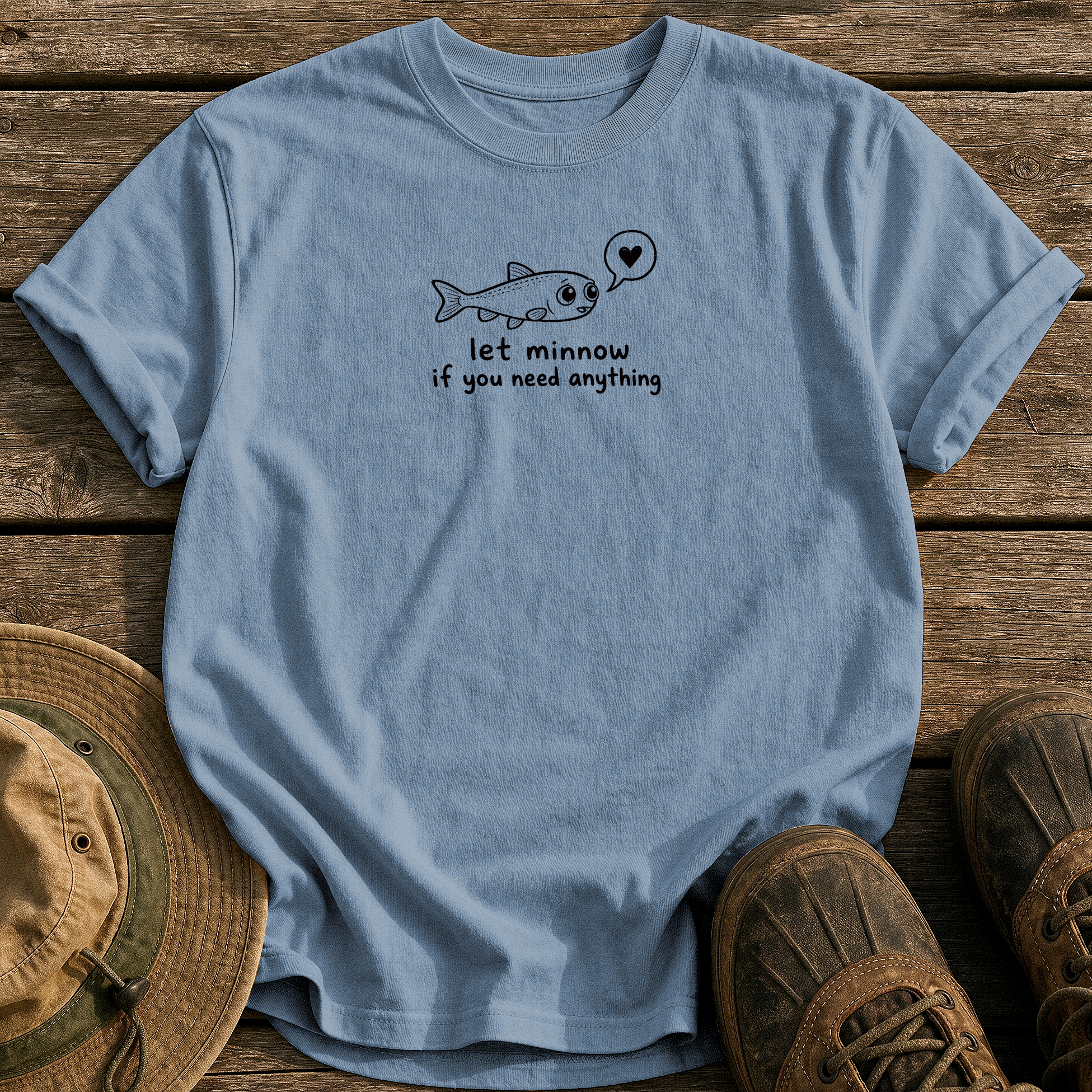 Let Minnow tee - Blue Jean - front