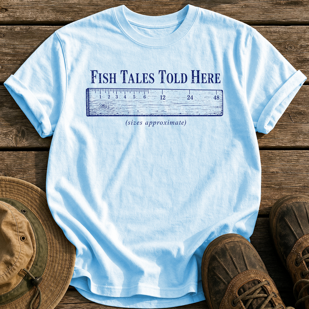 Fish Tales Told Here tee - Chambray - front