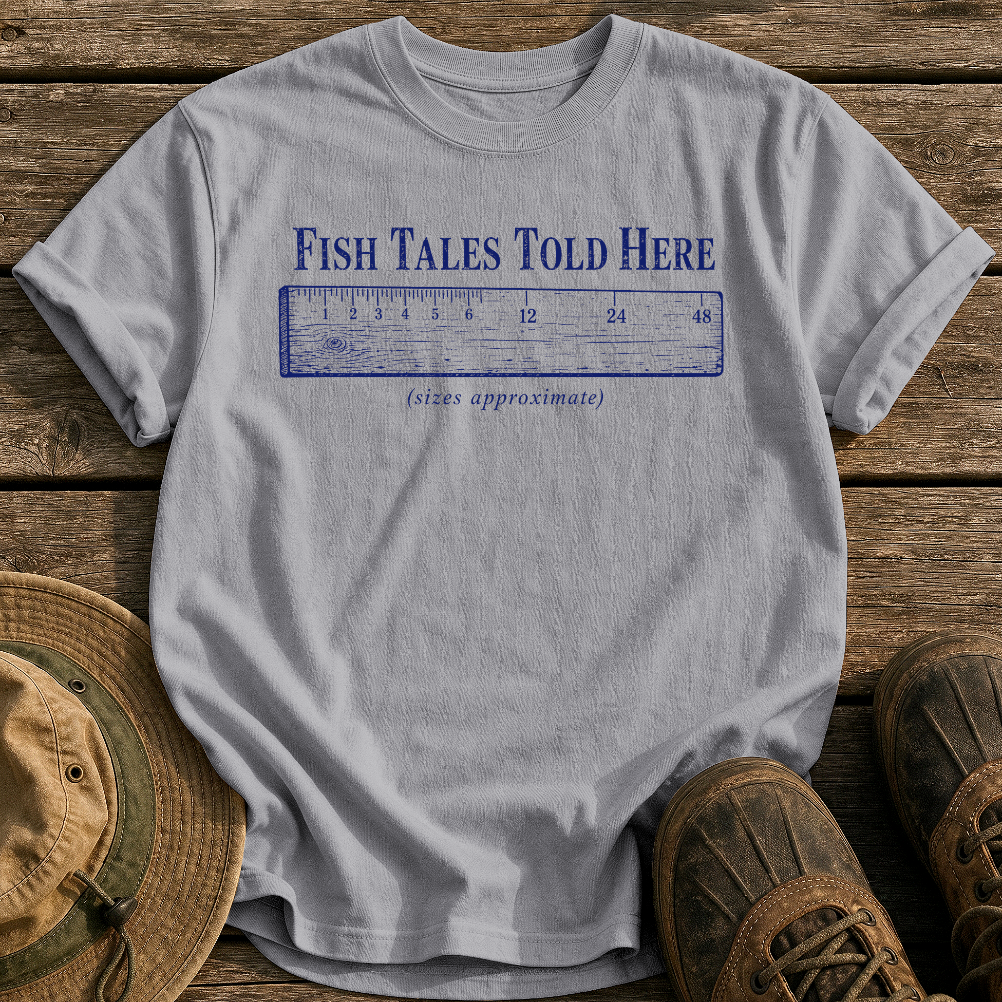 Fish Tales Told Here tee - Grey - front