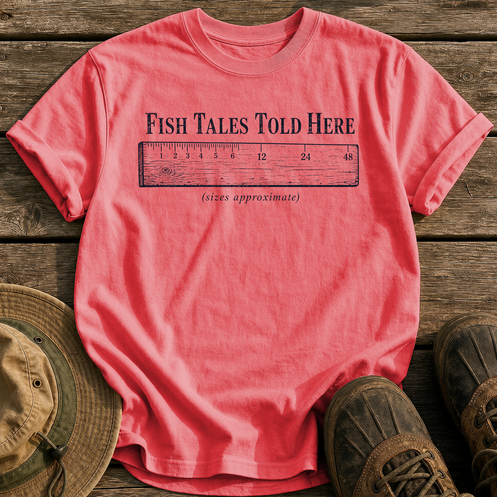 Fish Tales Told Here tee - Watermelon - front