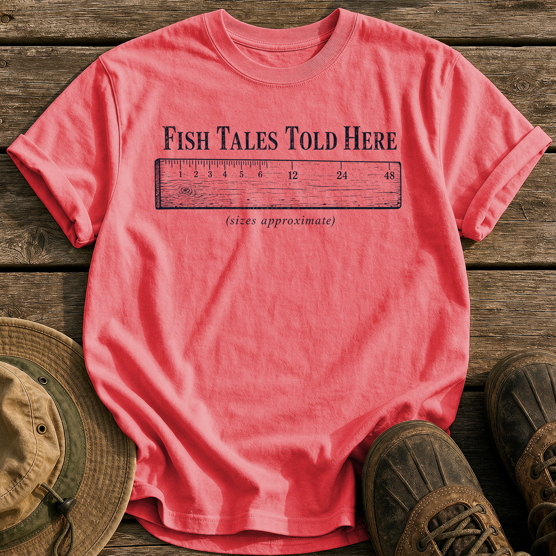 Fish Tales Told Here tee - Watermelon - front