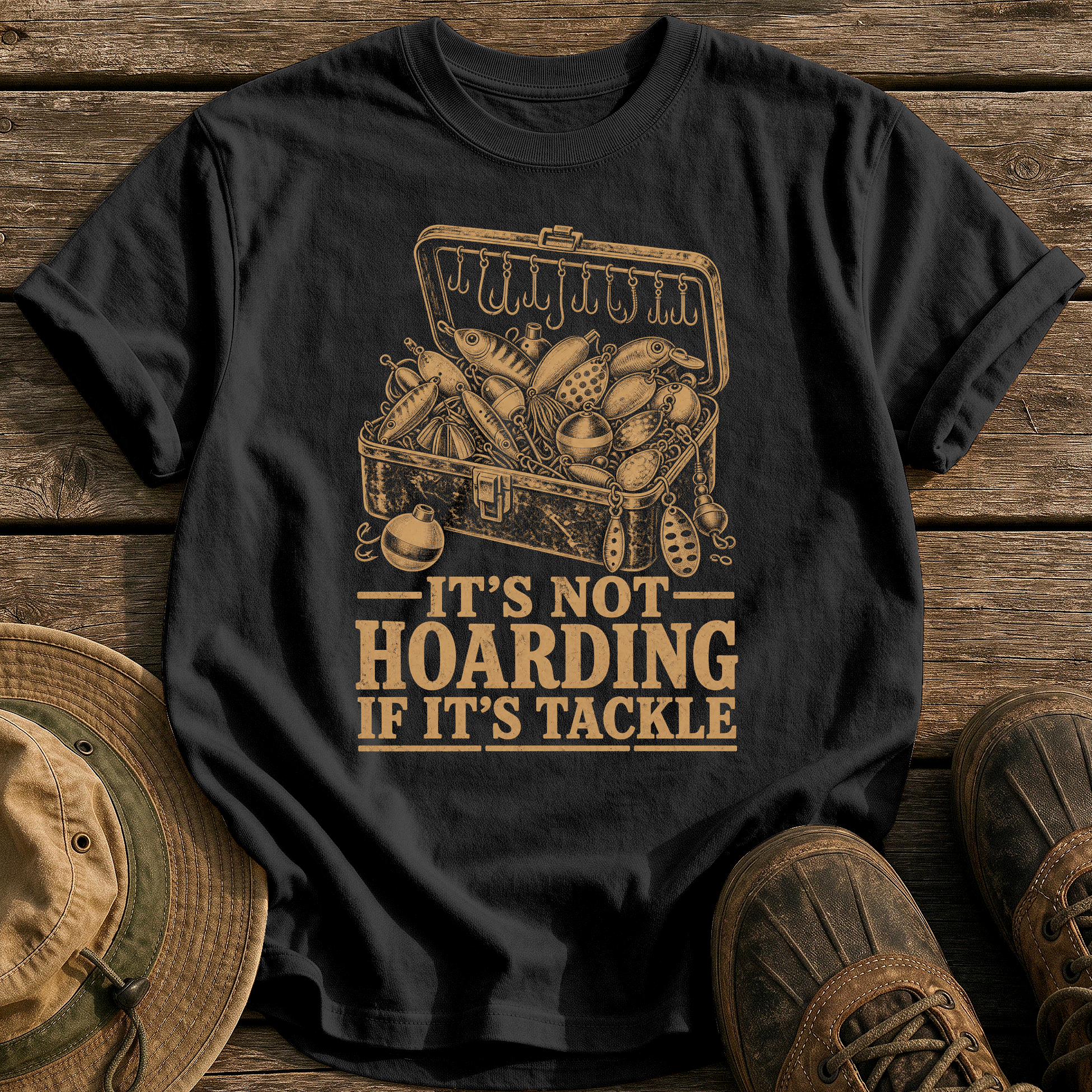 Not Hoarding, It's Tackle tee - Black - front
