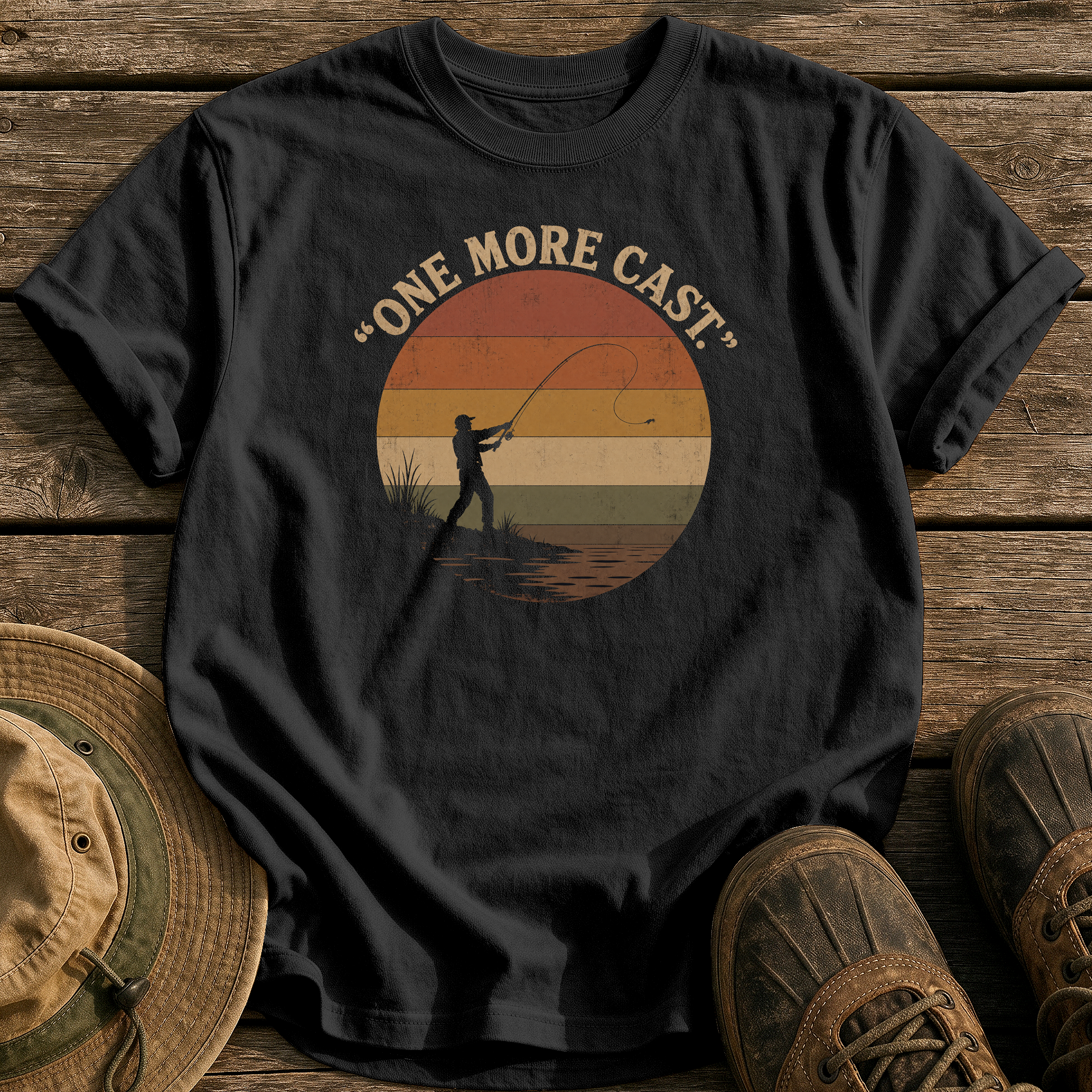 One More Cast tee - Black - front