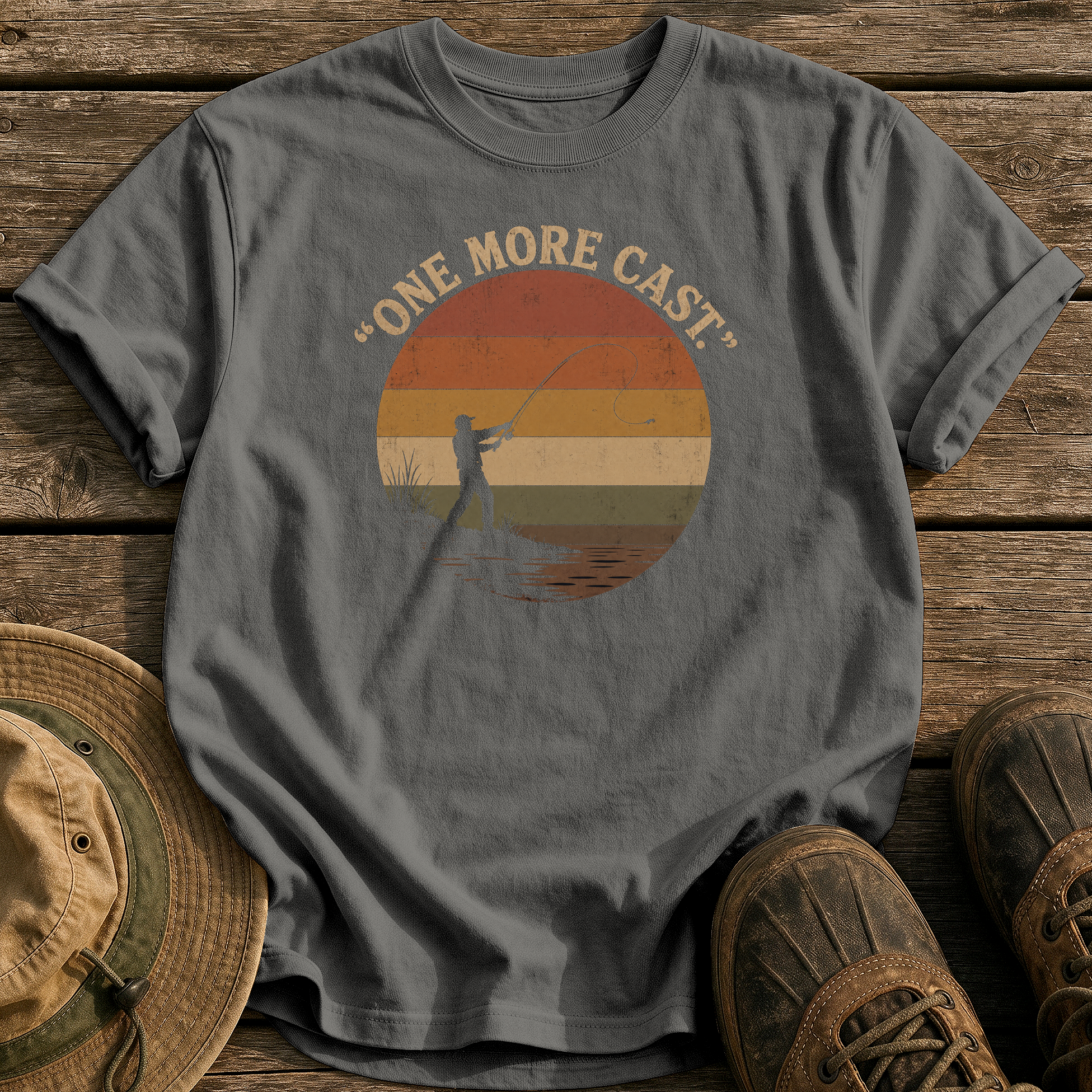 One More Cast tee - Pepper - front