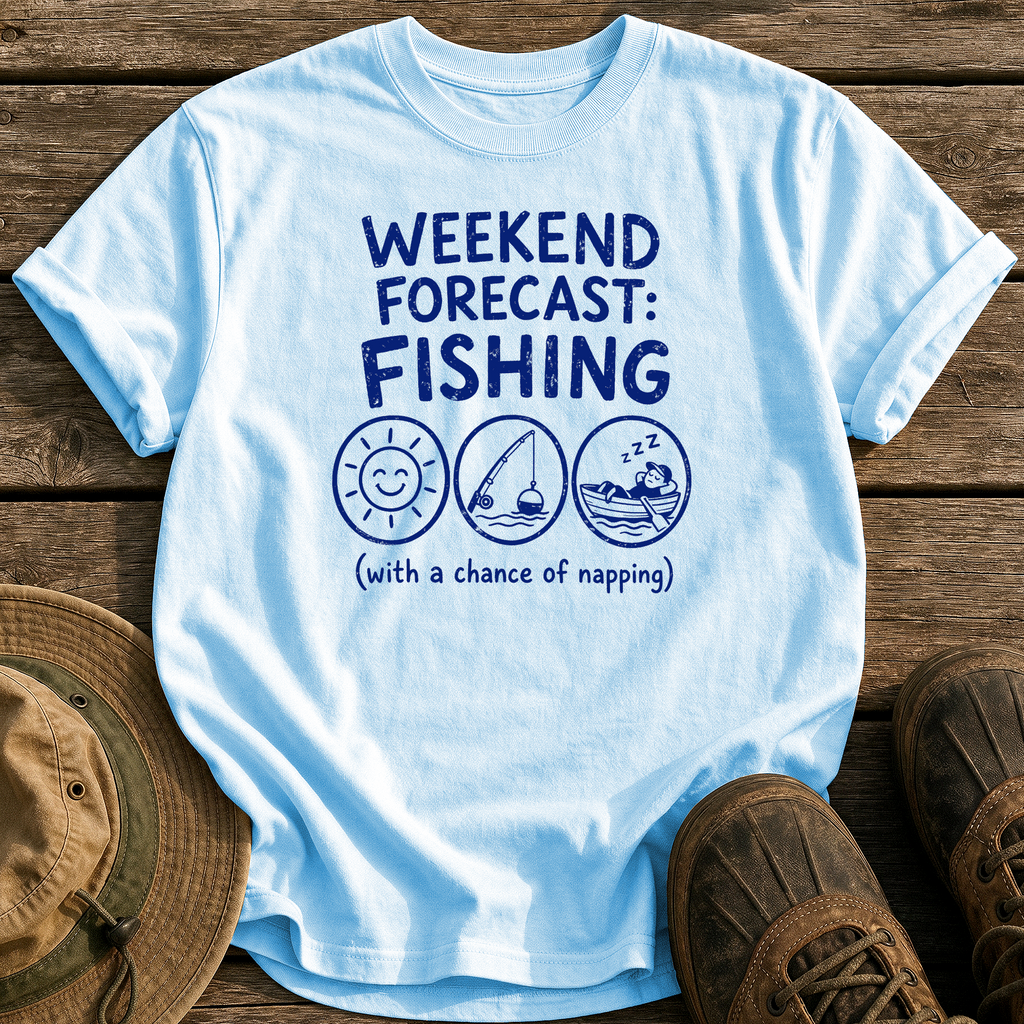Weekend Forecast: Fishing & Napping tee - Chambray - front
