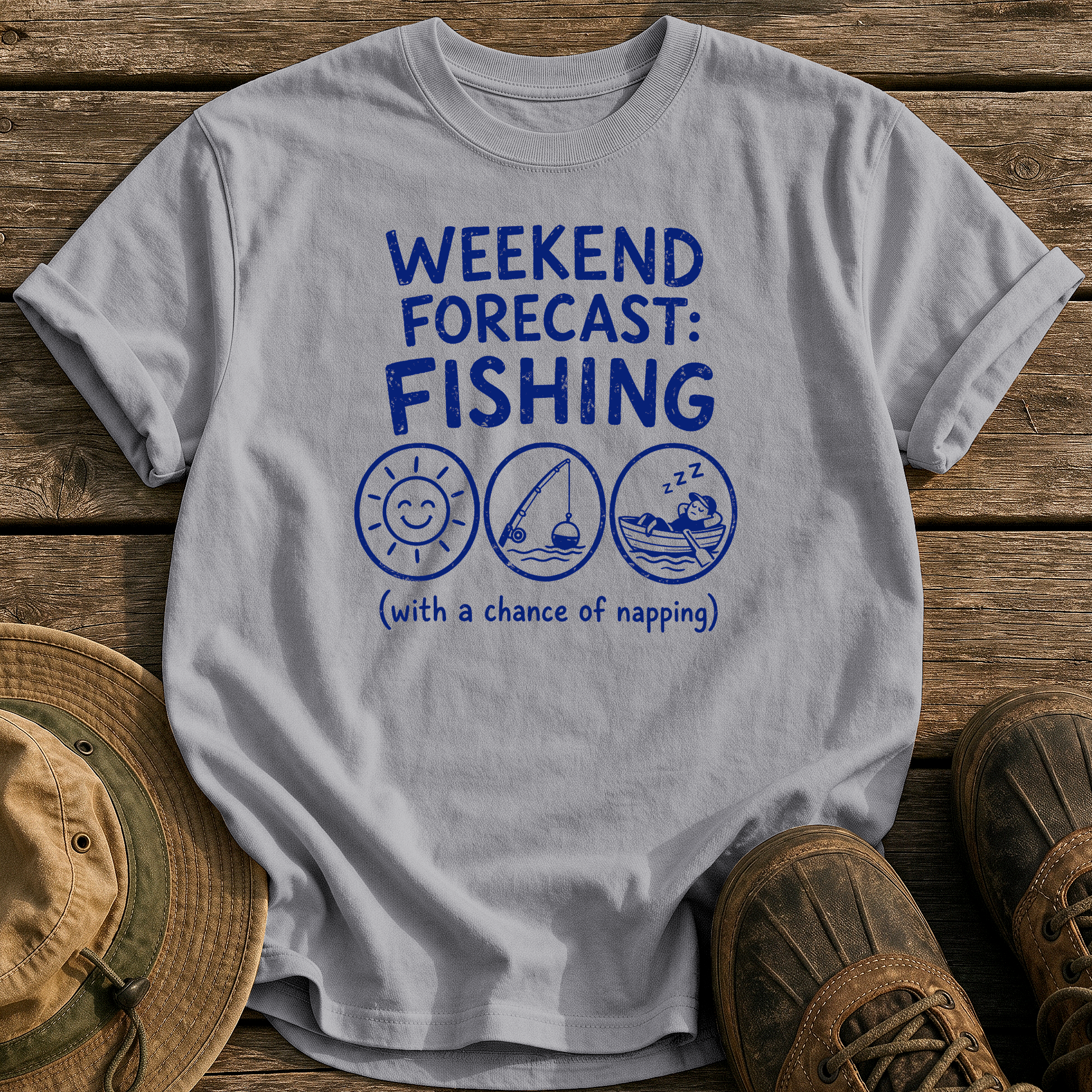 Weekend Forecast: Fishing & Napping tee - Grey - front