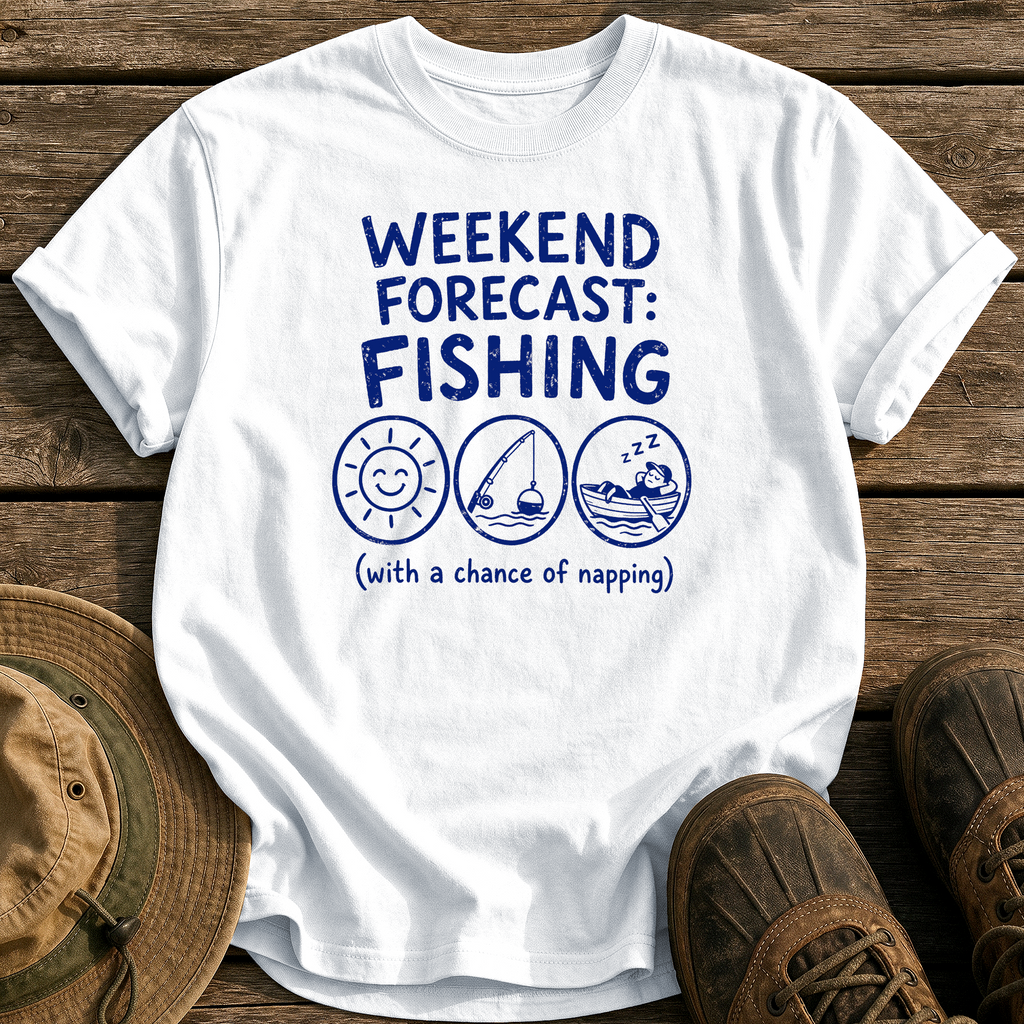 Weekend Forecast: Fishing & Napping tee - White - front