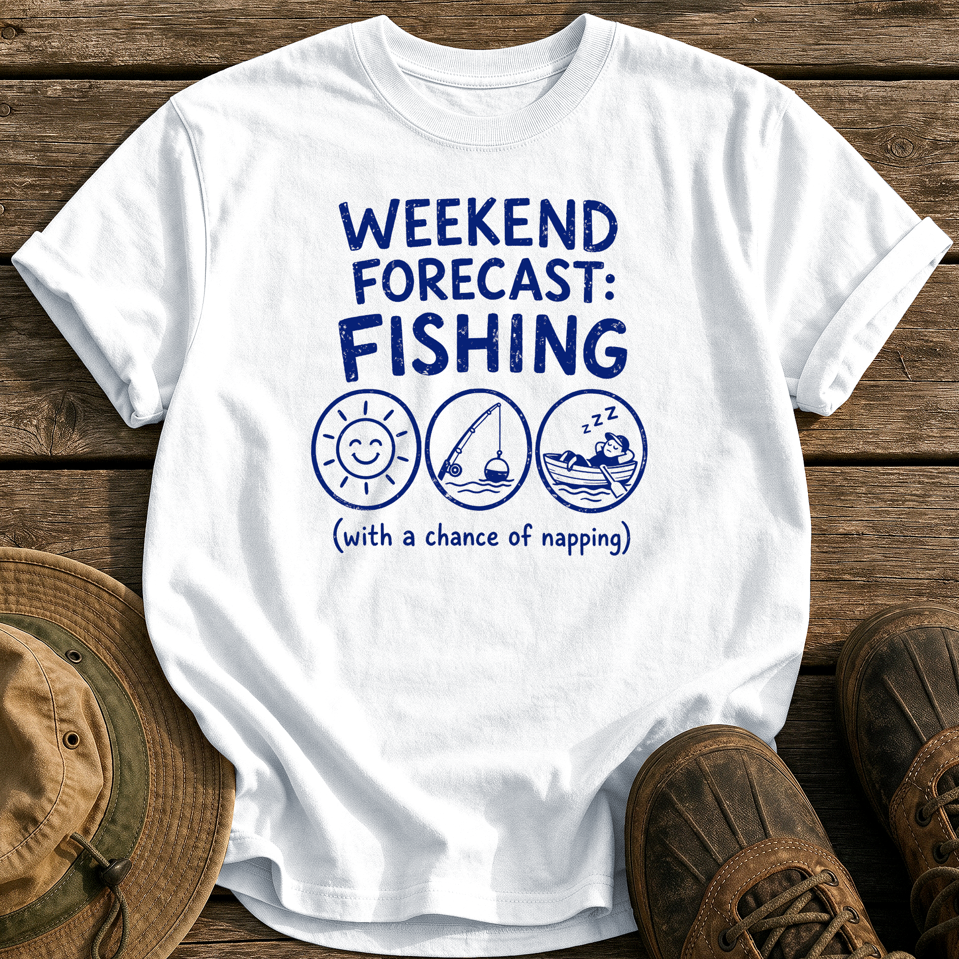 Weekend Forecast: Fishing & Napping tee - White - front
