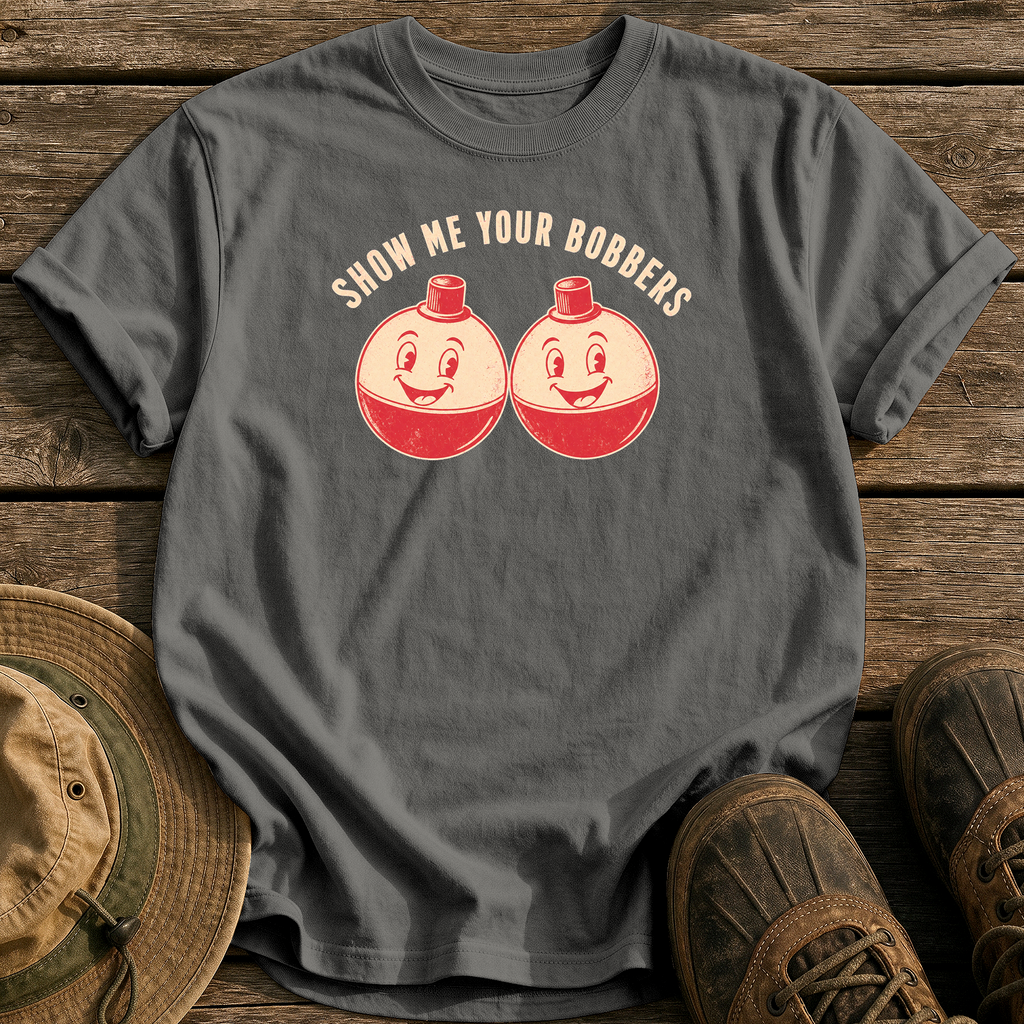 Show Me Your Bobbers tee - Pepper - front