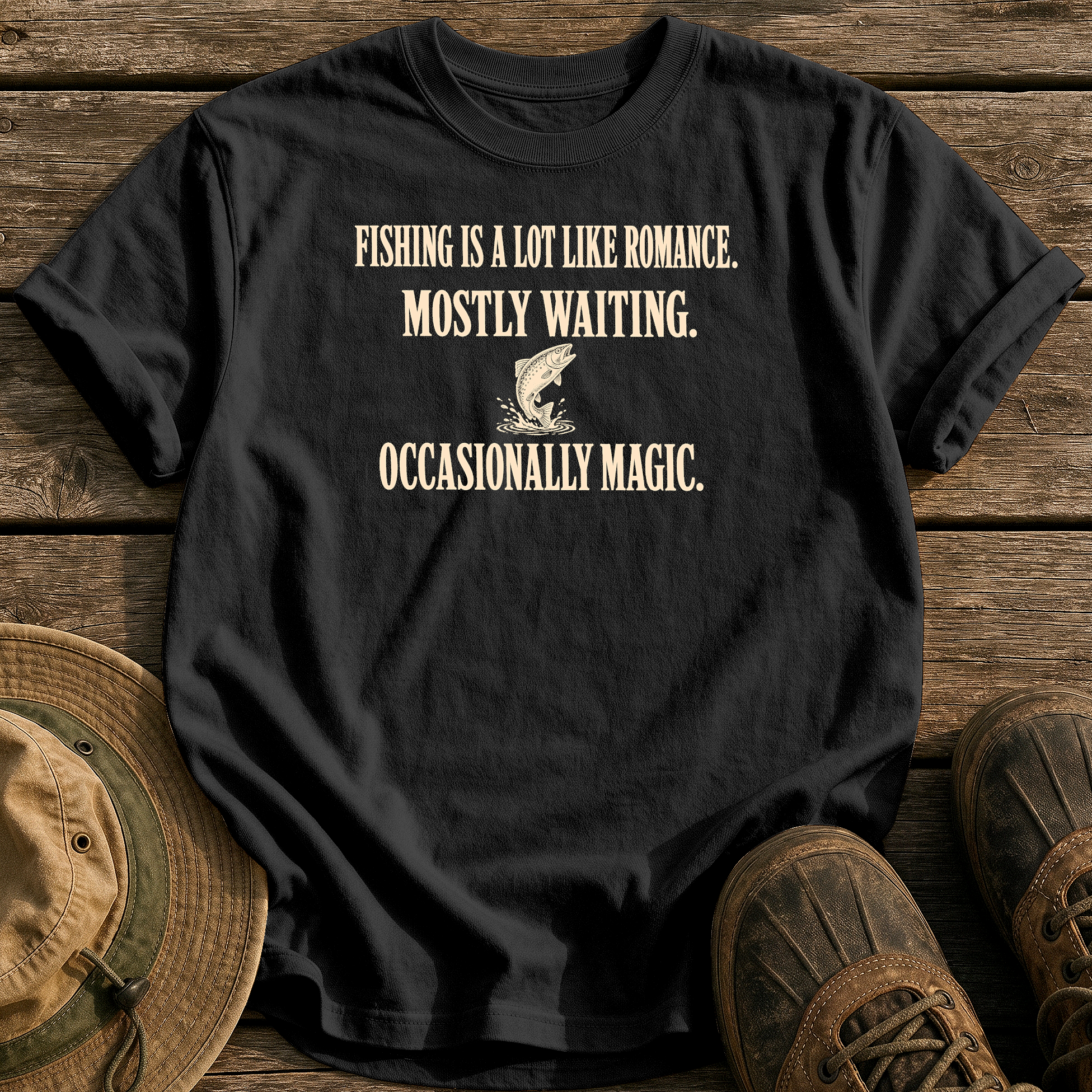 Mostly Waiting, Occasionally Magic tee - Black - front