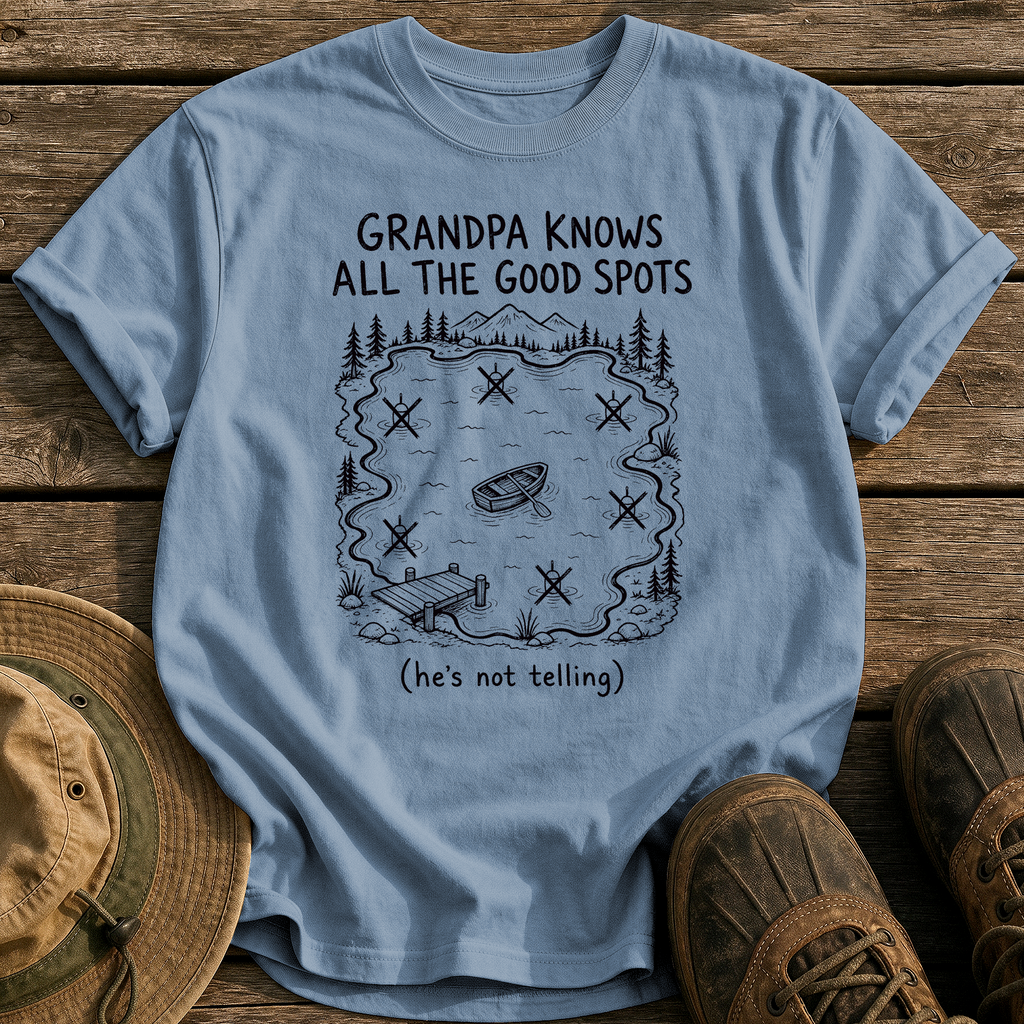 Grandpa Knows All the Spots tee - Blue Jean - front