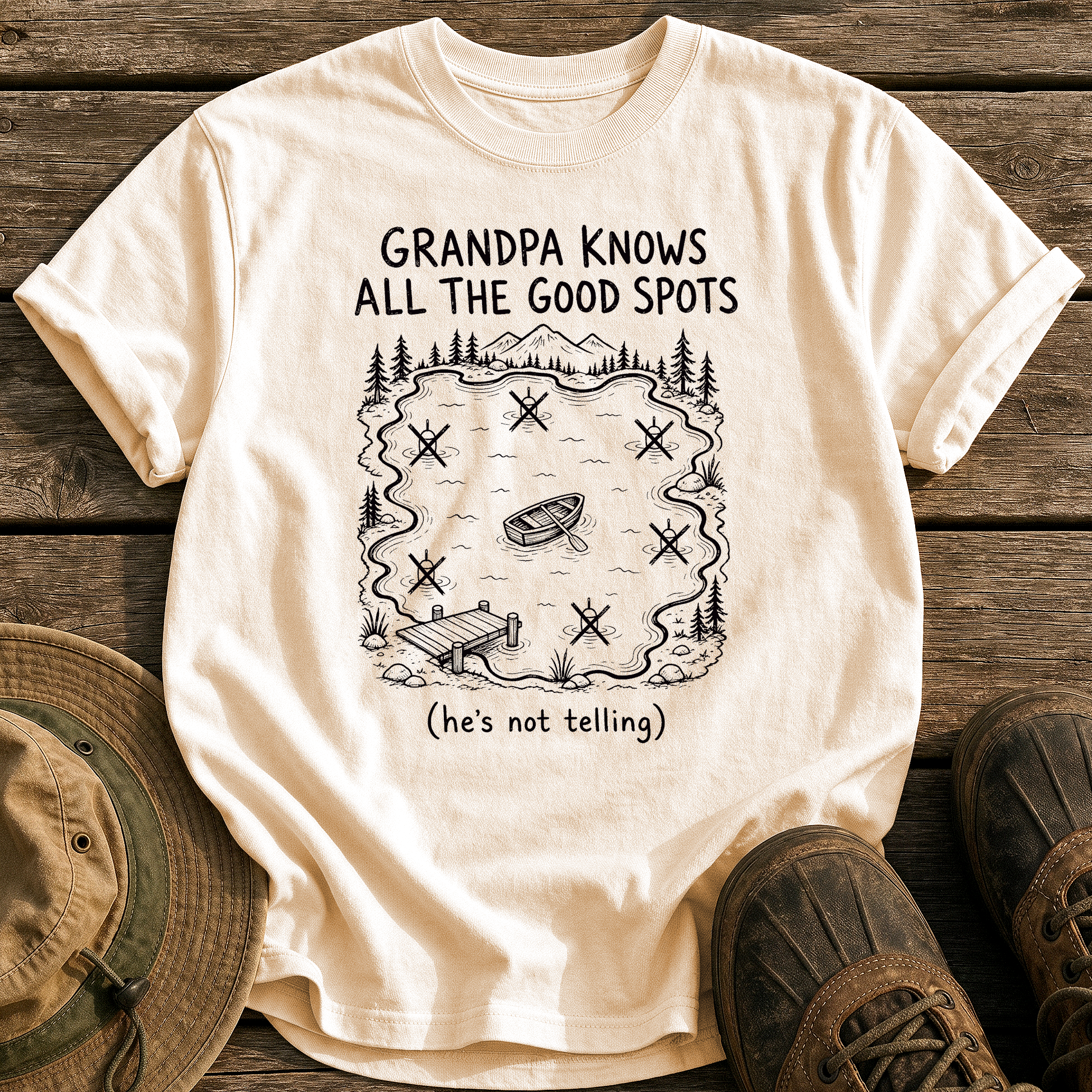 Grandpa Knows All the Spots tee - Ivory - front