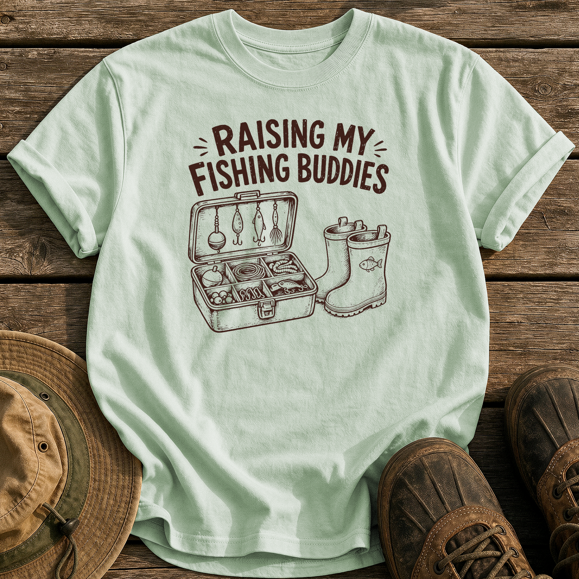 Raising My Fishing Buddies tee - Bay - front
