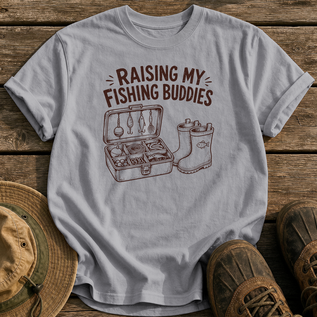 Raising My Fishing Buddies tee - Grey - front