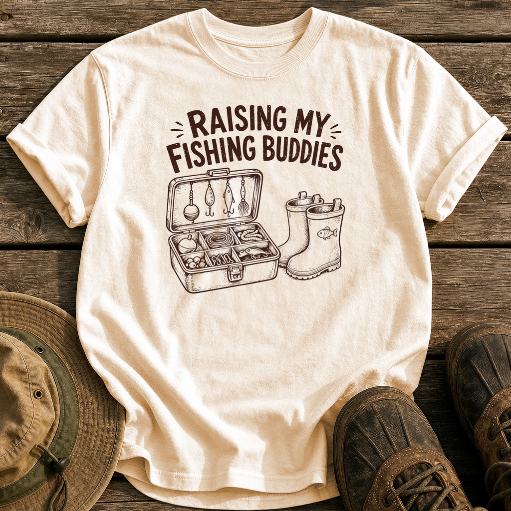 Raising My Fishing Buddies tee - Ivory - front