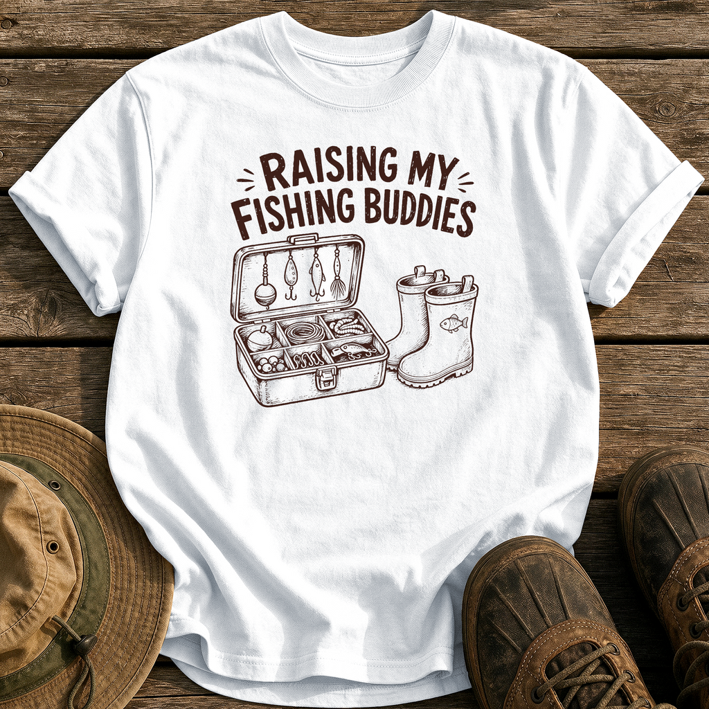Raising My Fishing Buddies tee - White - front
