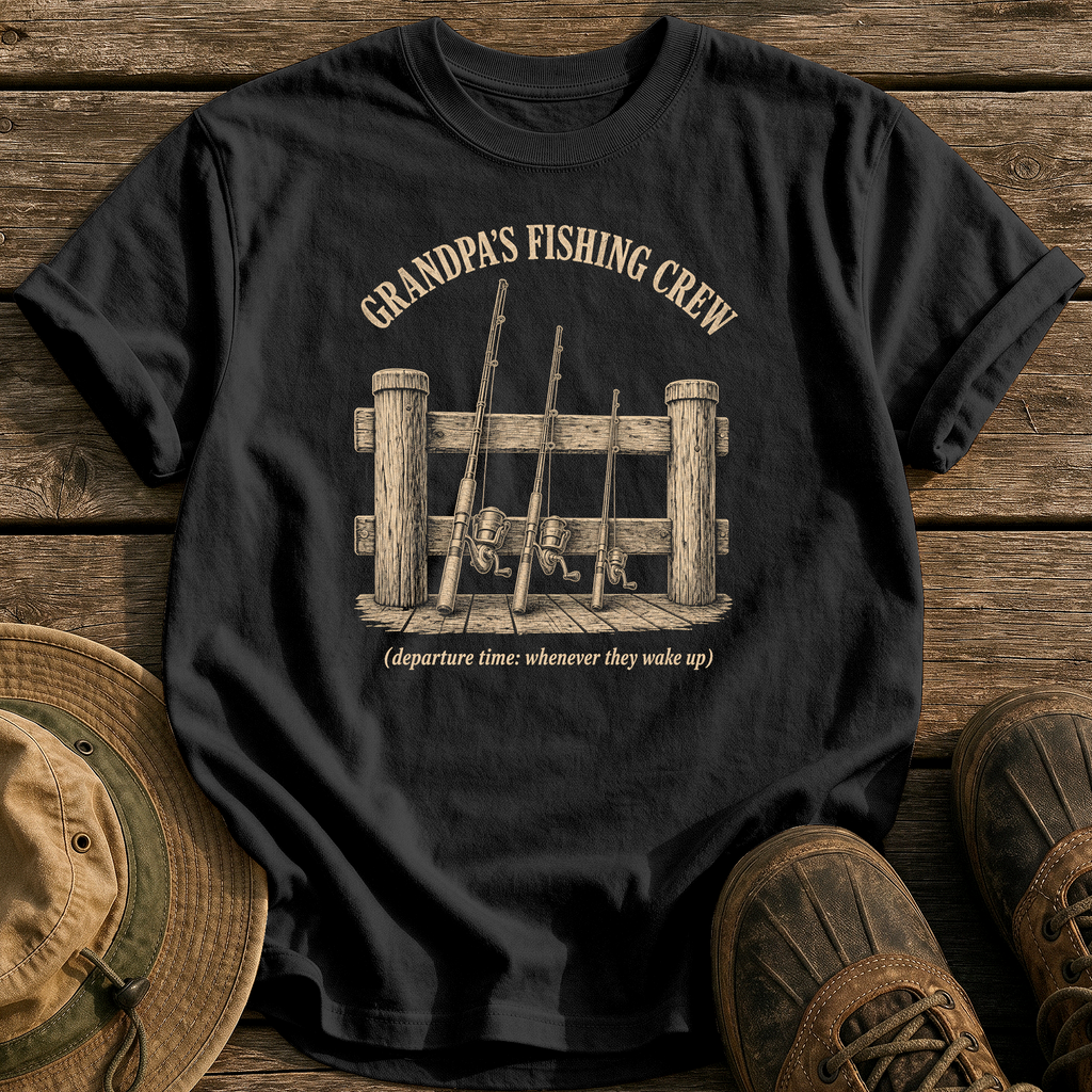 Grandpa's Fishing Crew tee - Black - front