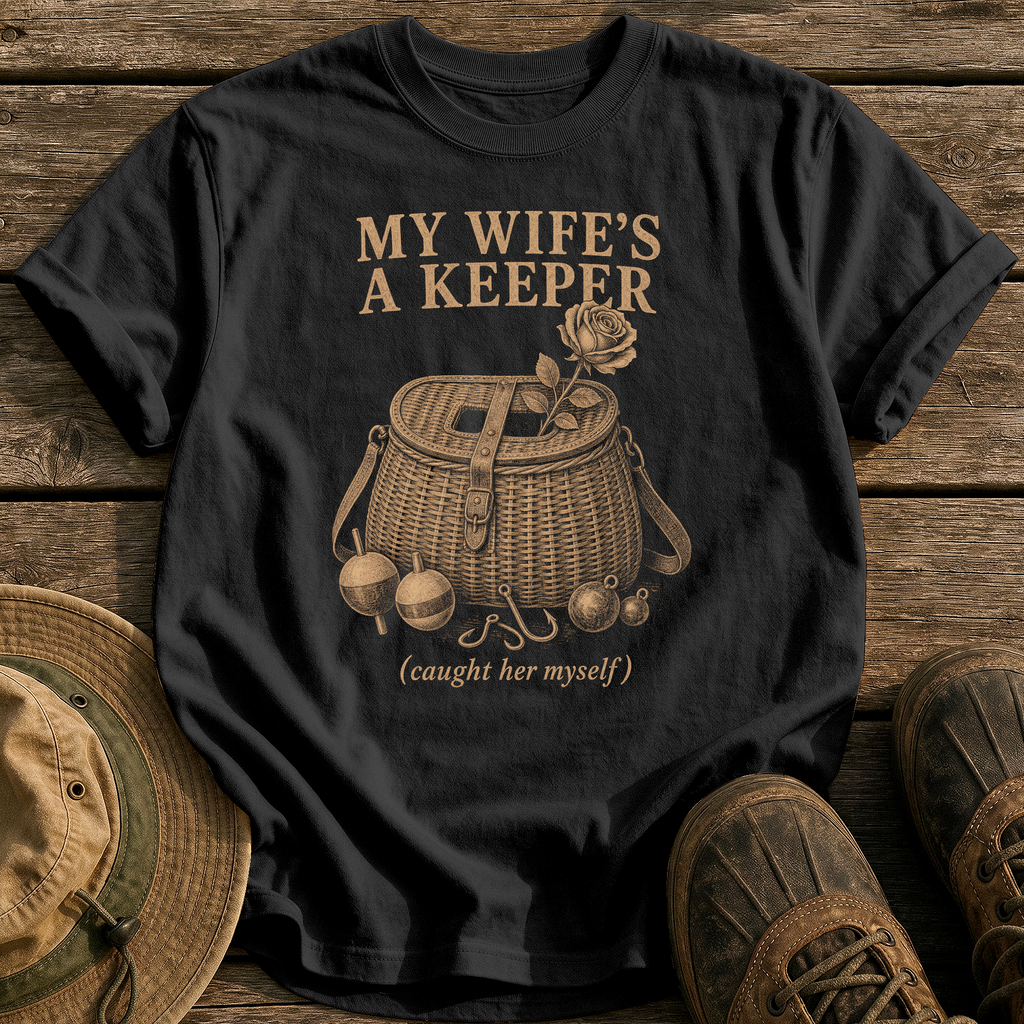 My Wife's A Keeper tee - Black - front