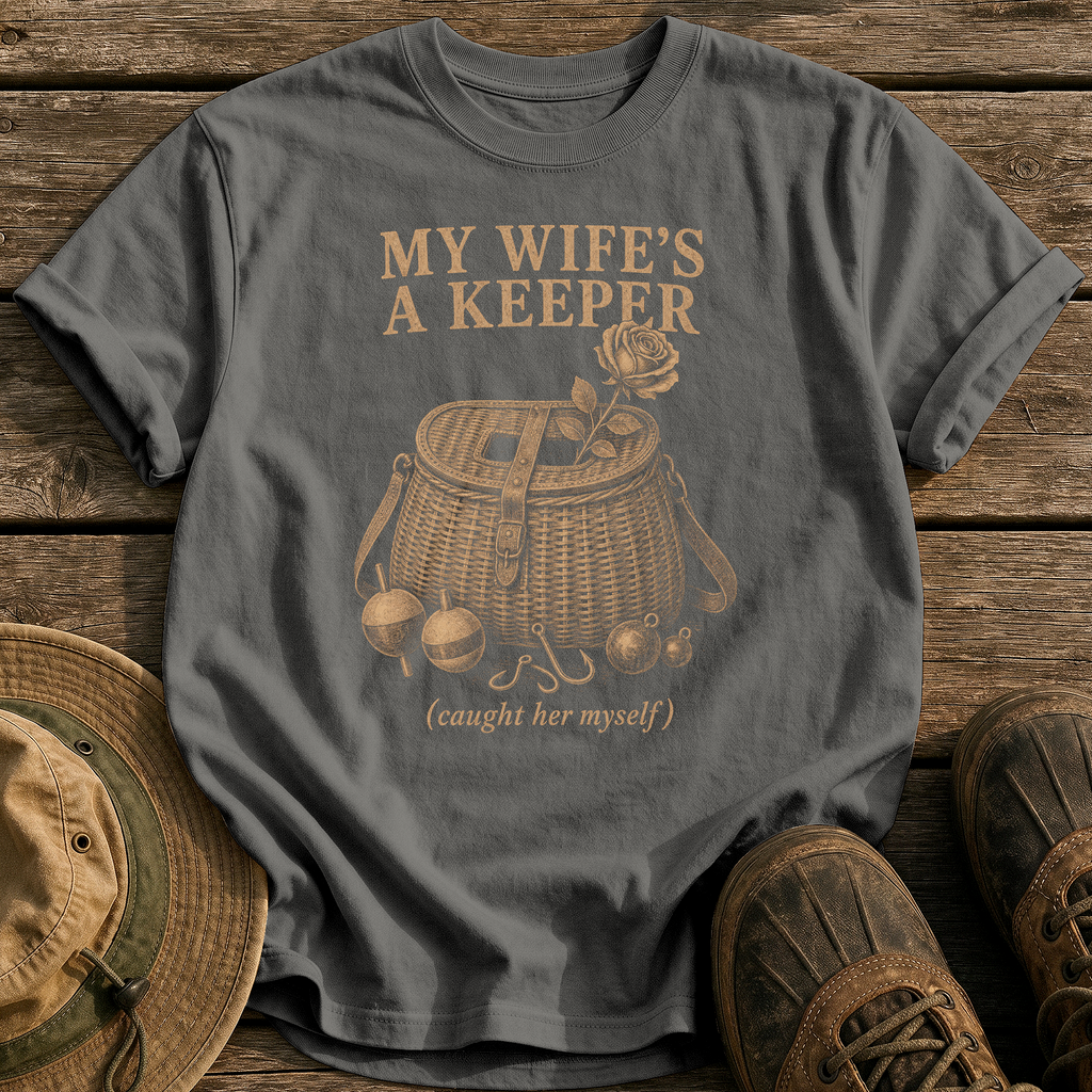 My Wife's A Keeper tee - Pepper - front