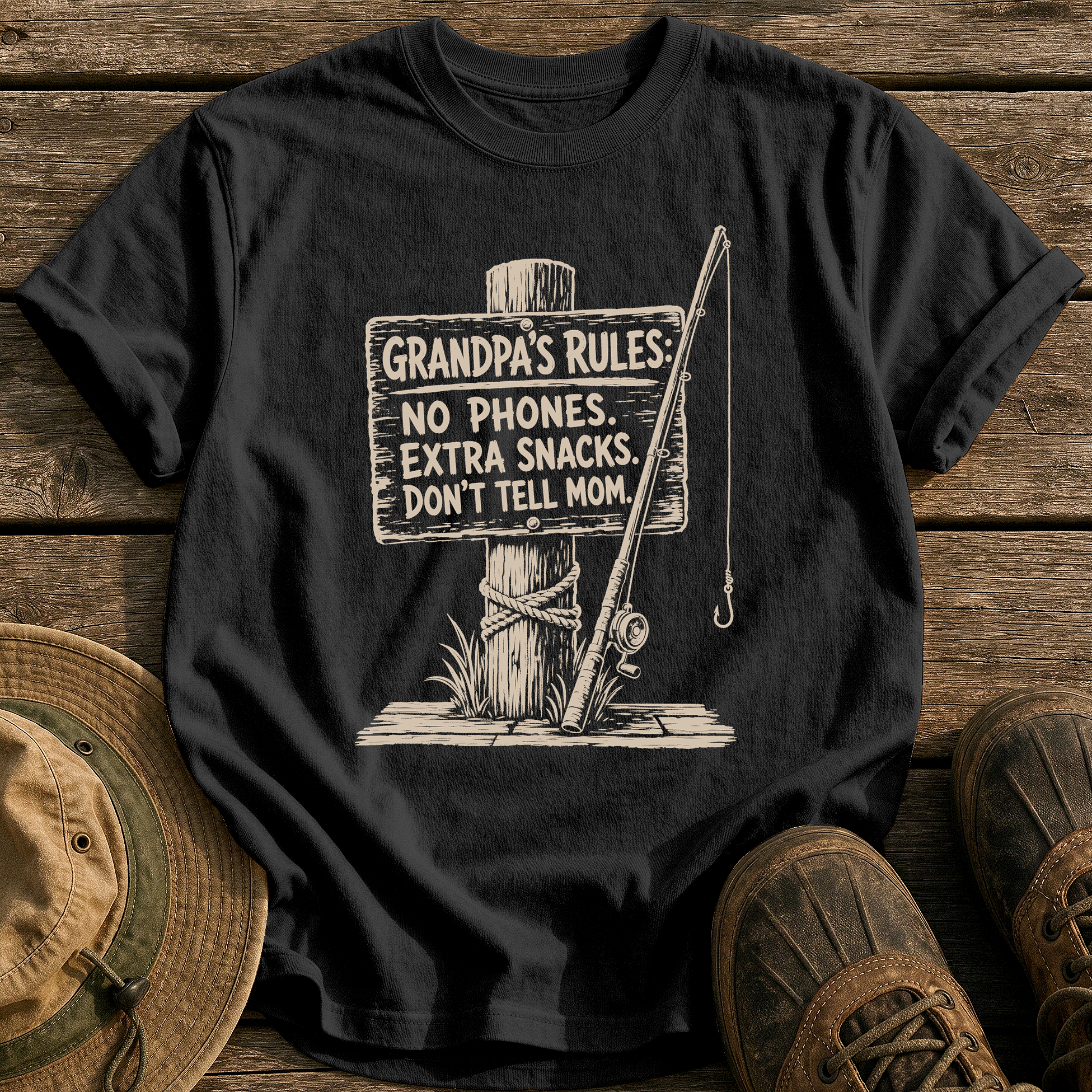 Grandpa's Rules tee - Black - front