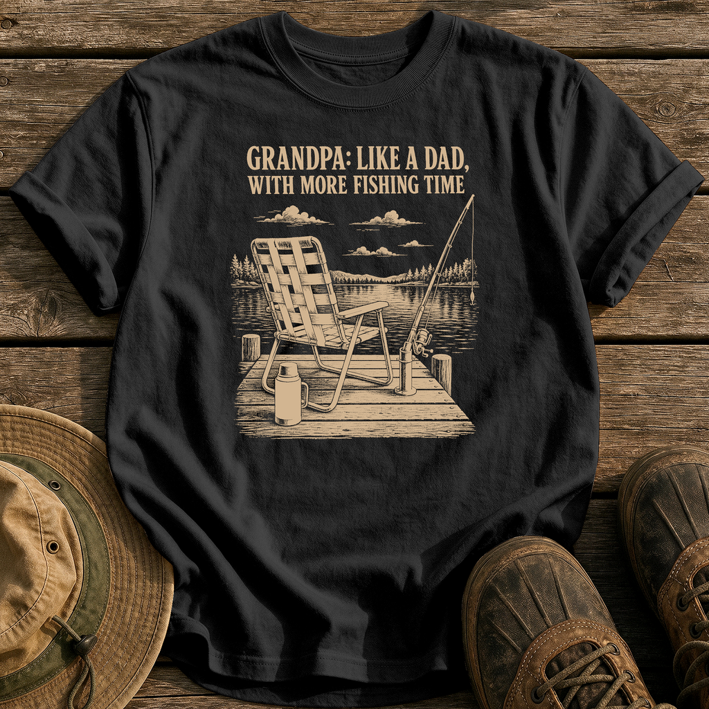 Grandpa: More Fishing Time tee - Black - front