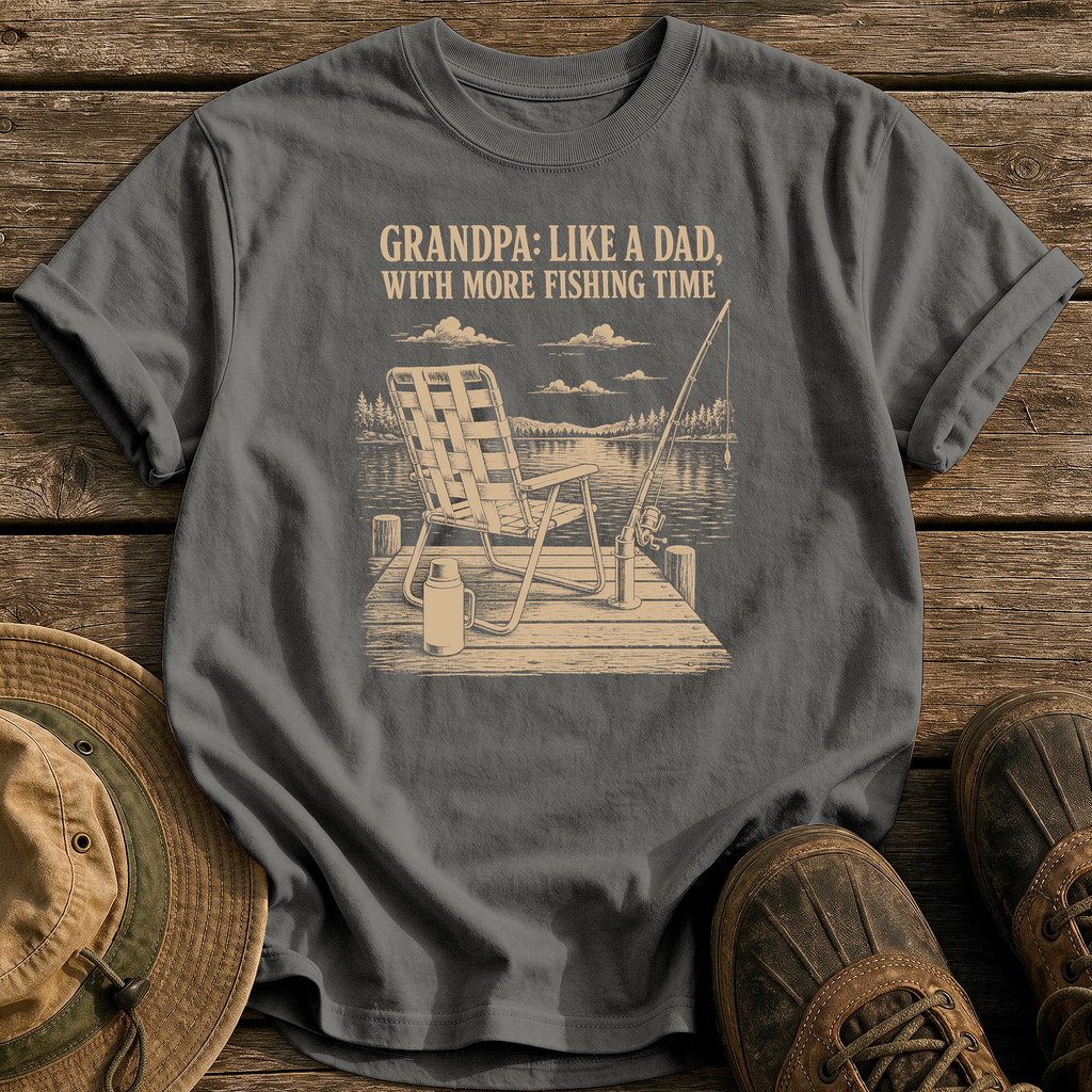 Grandpa: More Fishing Time tee - Pepper - front