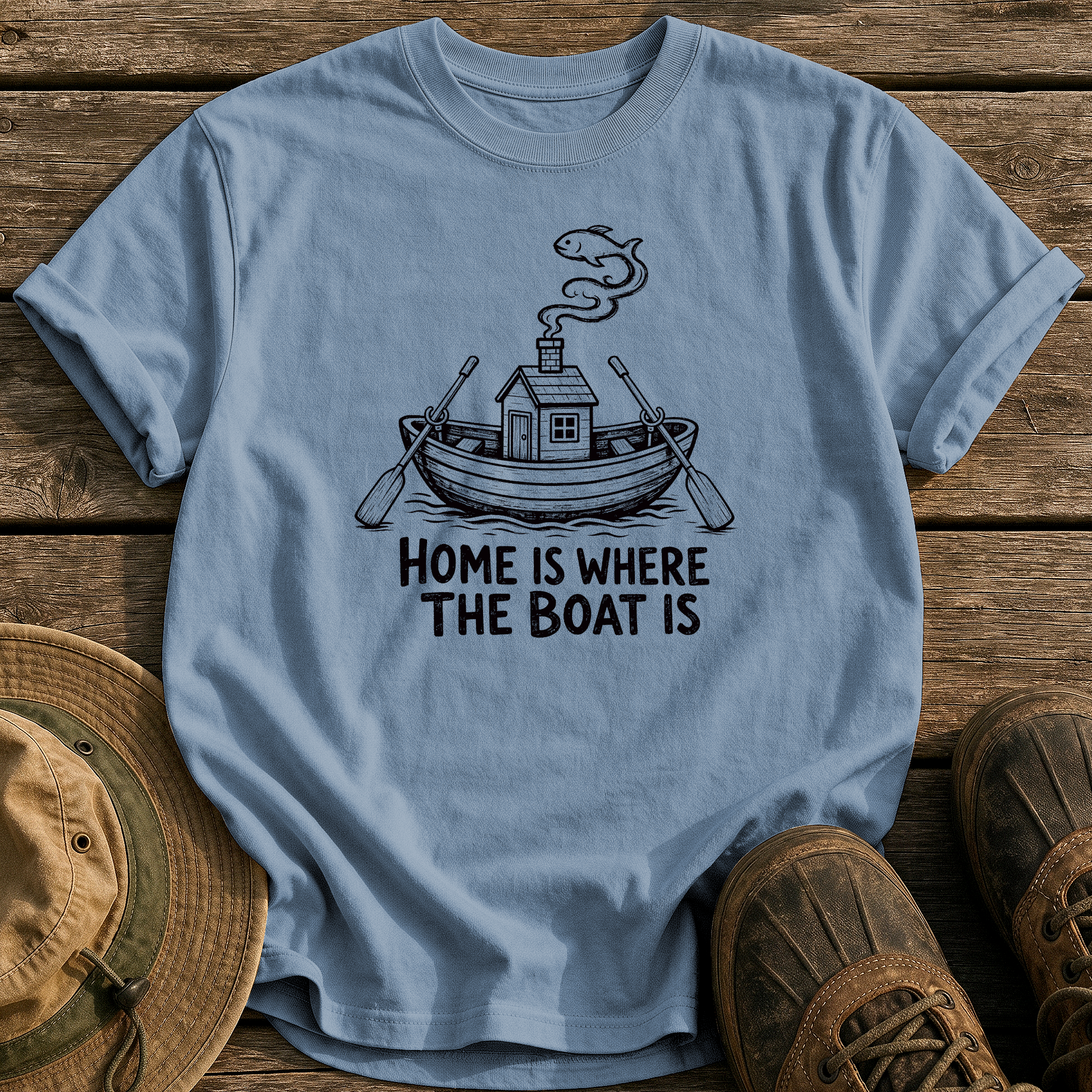 Home Is the Boat tee - Blue Jean - front